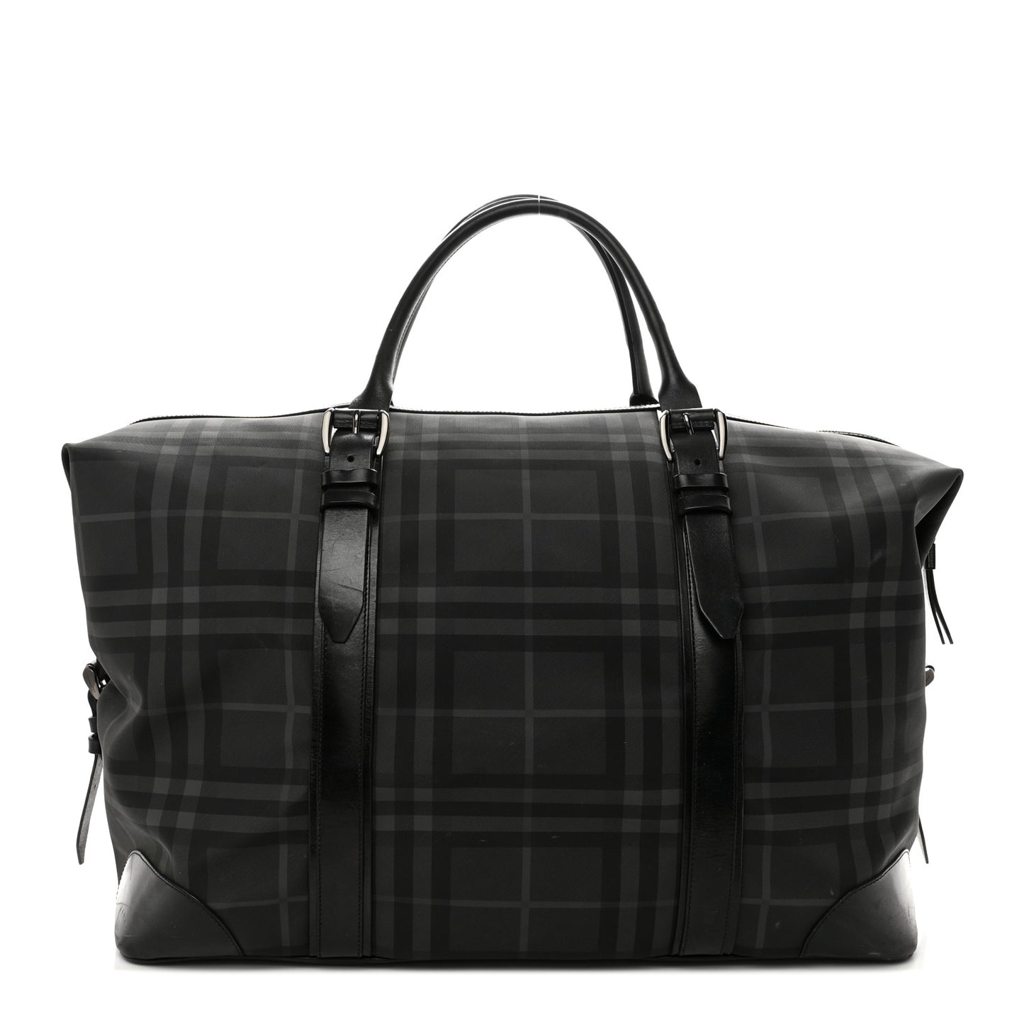 Nylon Smoked Check Weekend Duffle Bag Black