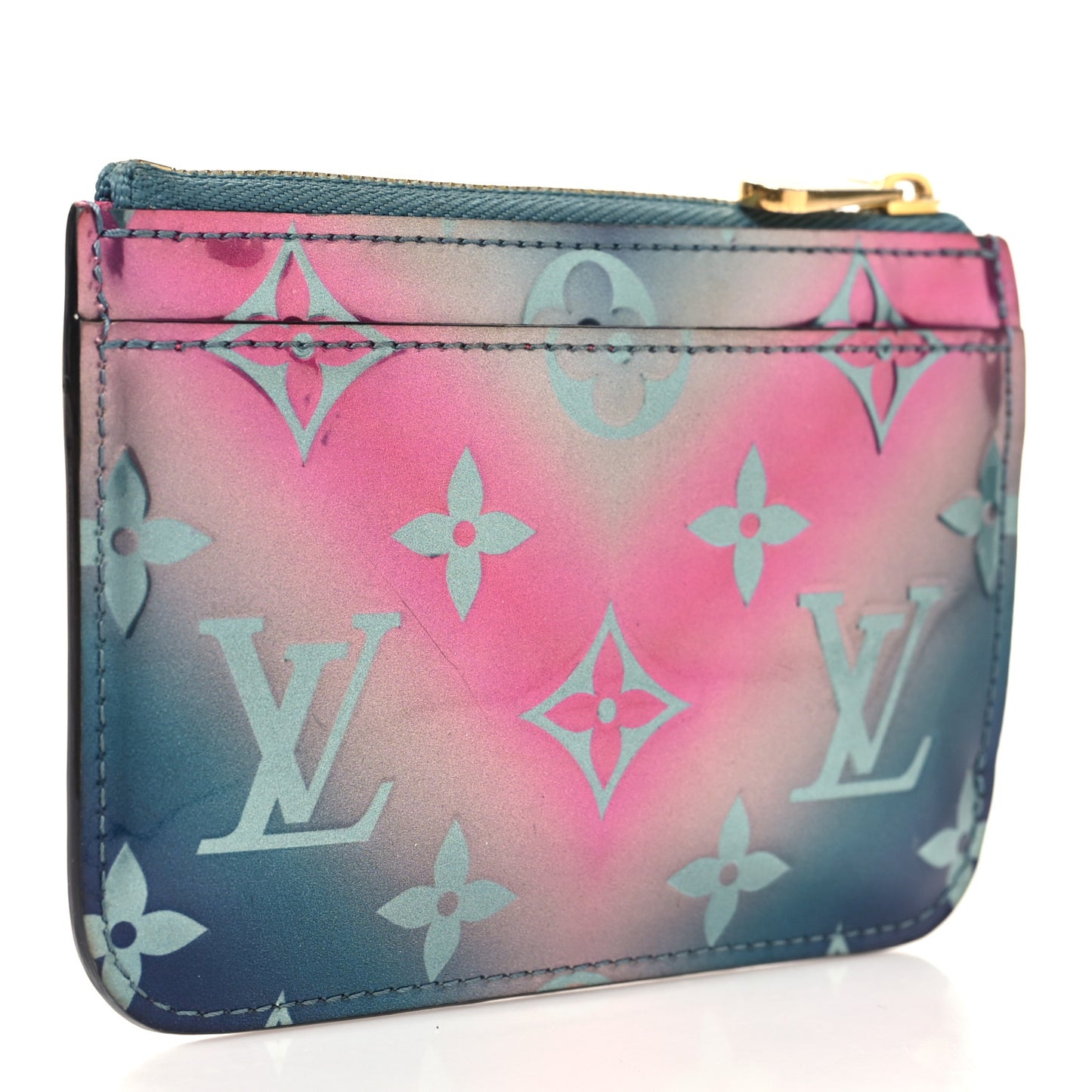 LOUIS VUITTON Metallic Vernis Degrade Key Pouch Blue Pink