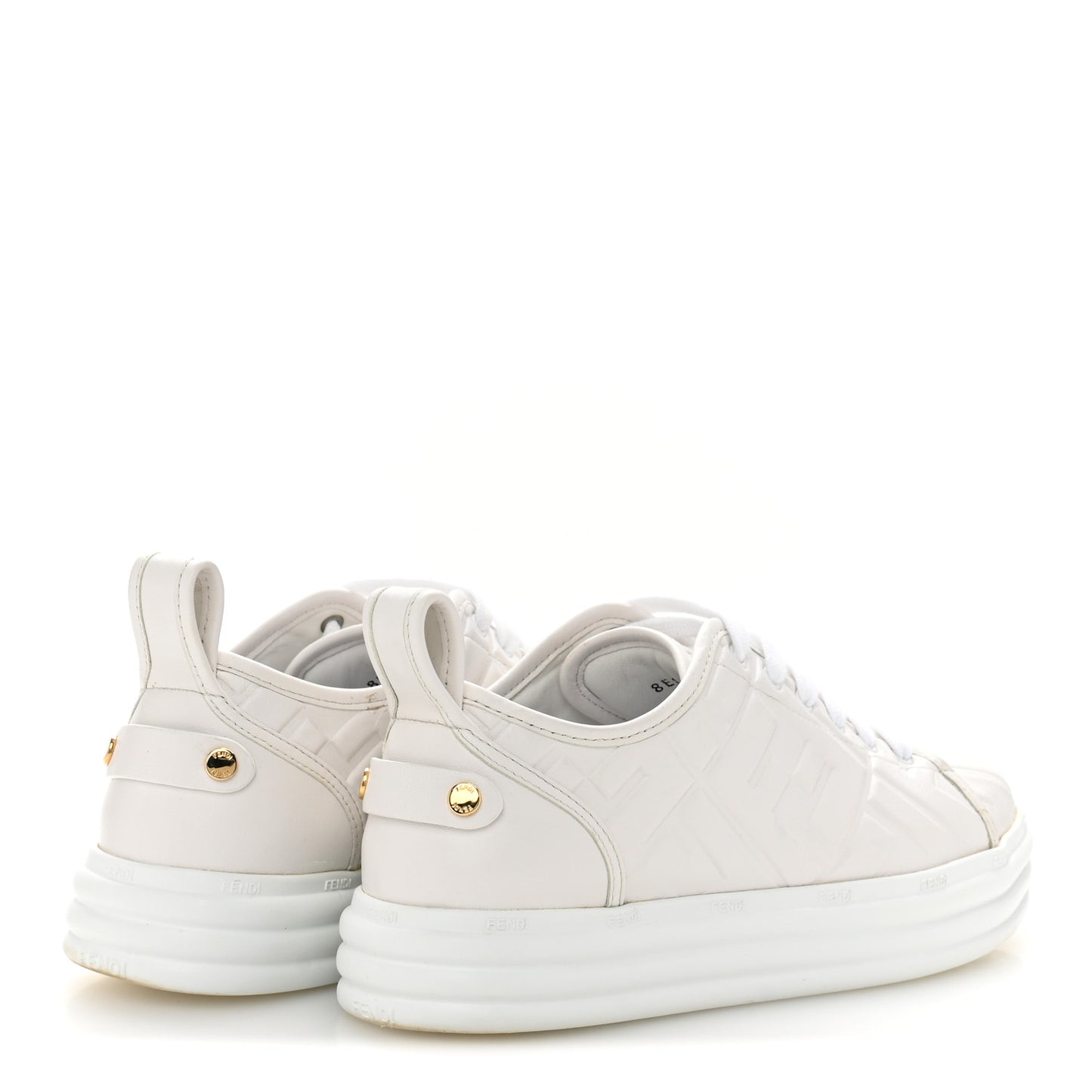 Nappa FF Embossed Rise Low Top Sneakers 37 White