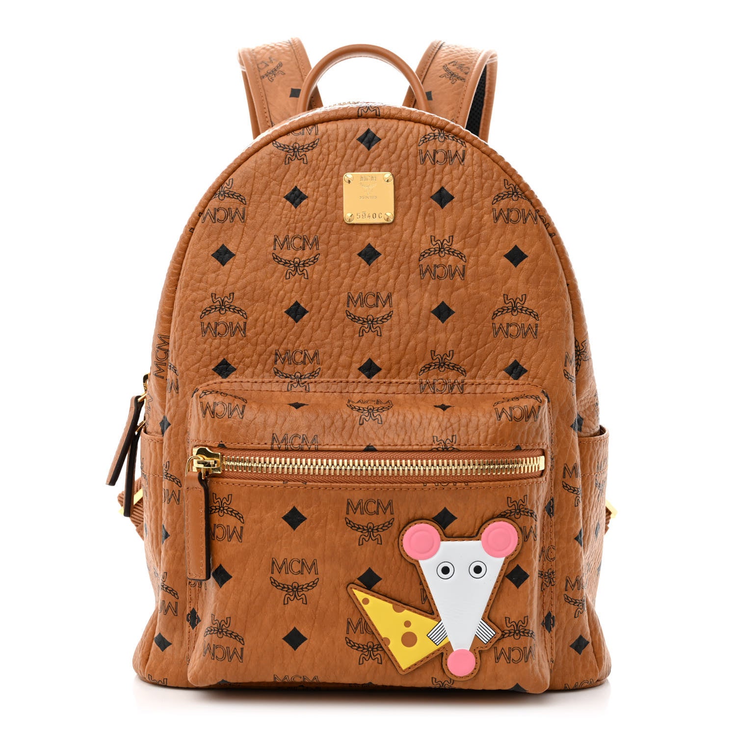 MCM Visetos Year Of The Mouse Small Stark Backpack Cognac 1 of 11
