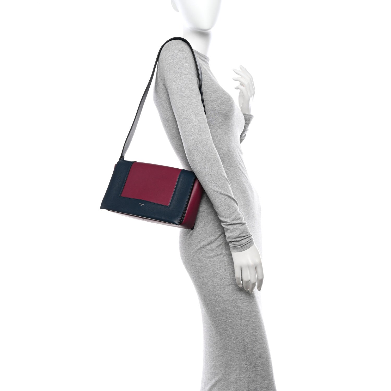 Celine Shiny Smooth Calfskin Medium Frame Shoulder Bag Steel Blue Plum 2 of 10