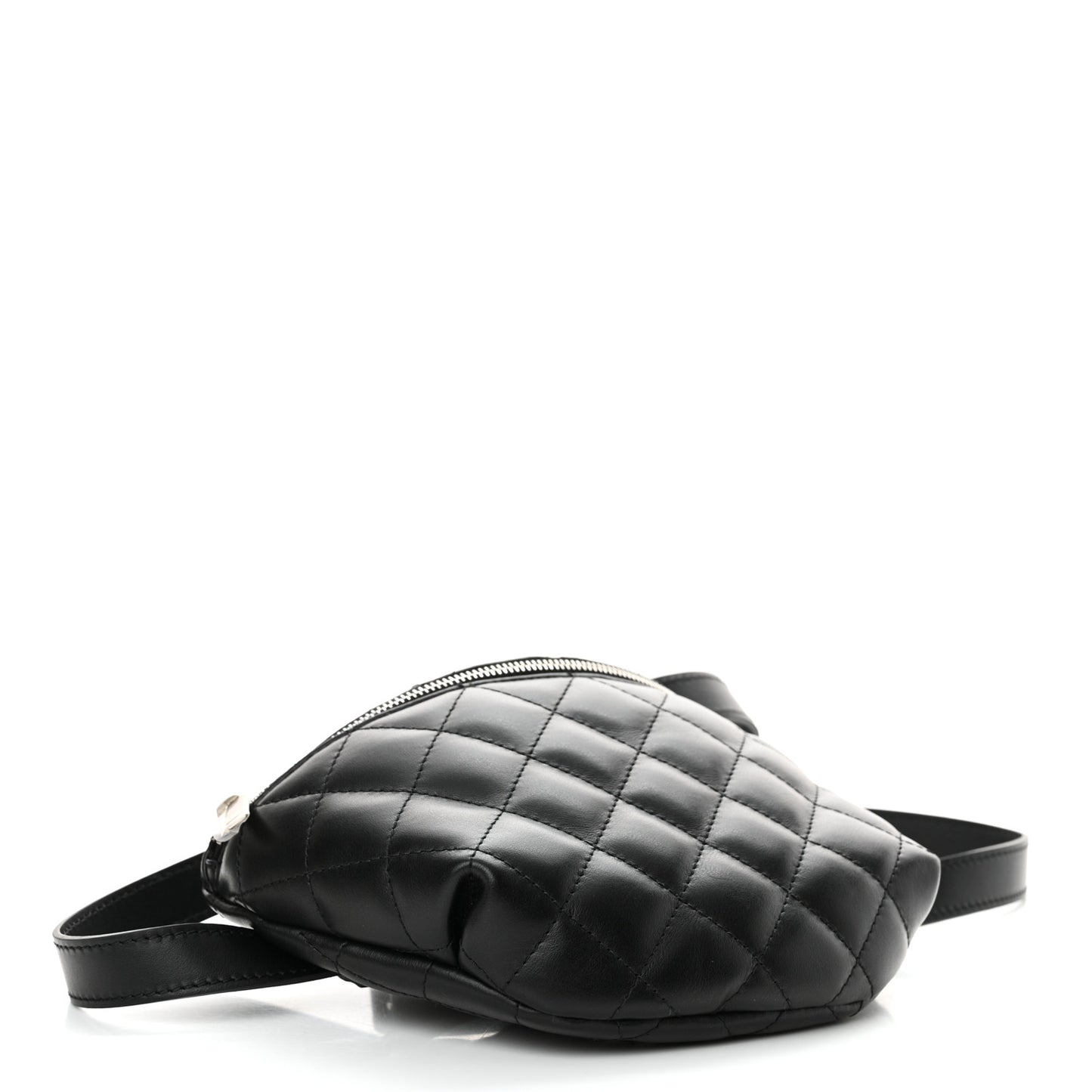 Calfskin Quilted Waist Belt Bag Black