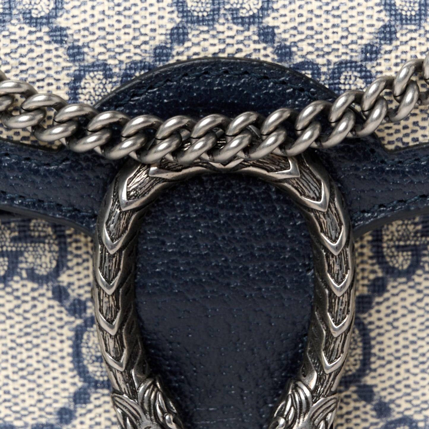 GG Supreme Monogram Textured Dollar Calfskin Super Mini Dionysus Shoulder Bag Beige Blue