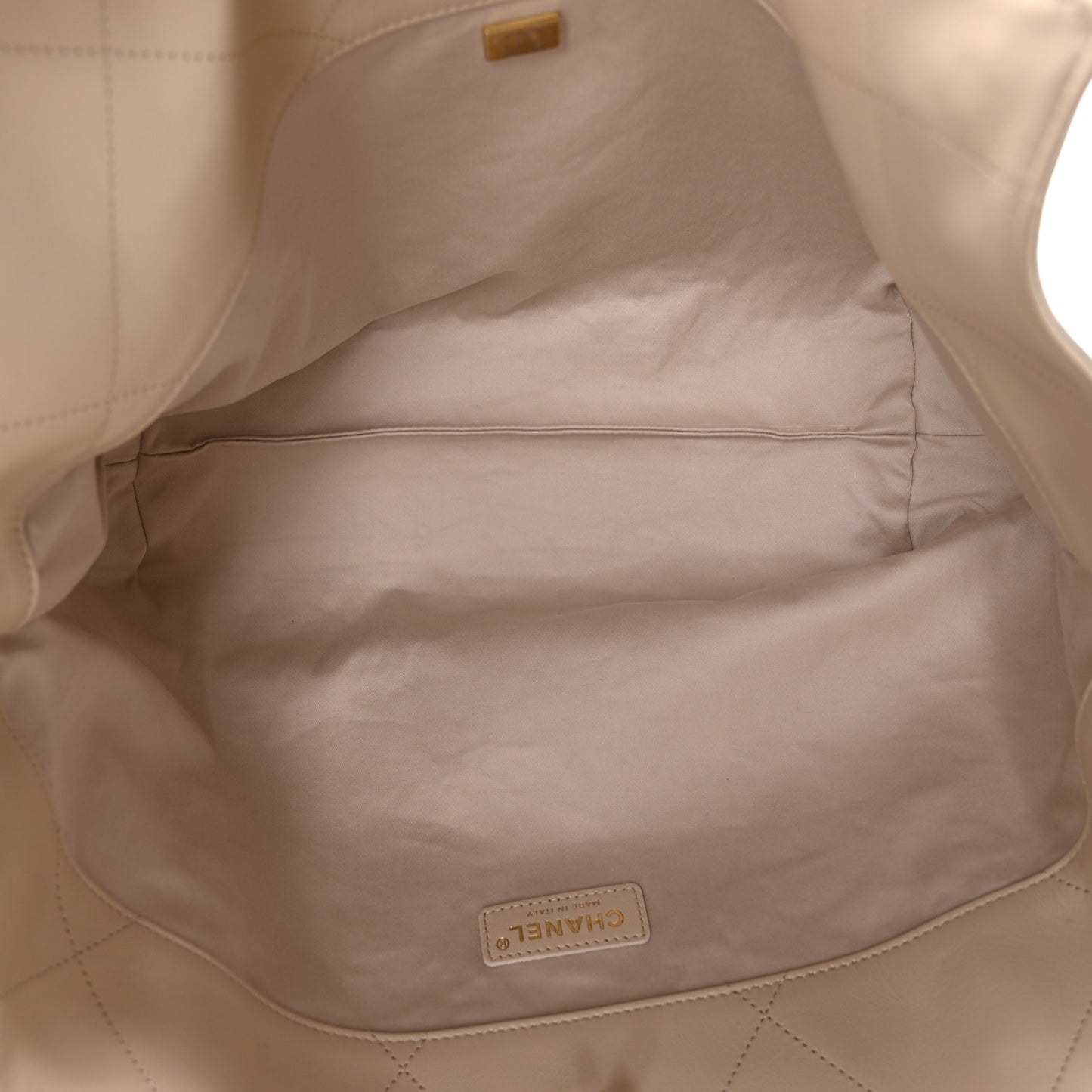 Calfskin Quilted Maxi Coco Large Shopping Bag Beige