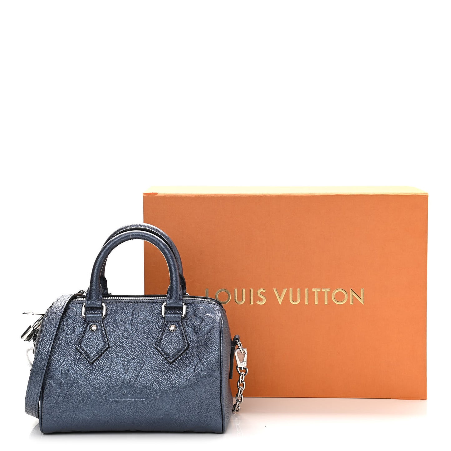 Metallic Empreinte Monogram Giant Speedy Bandouliere 20 Navy Nacre