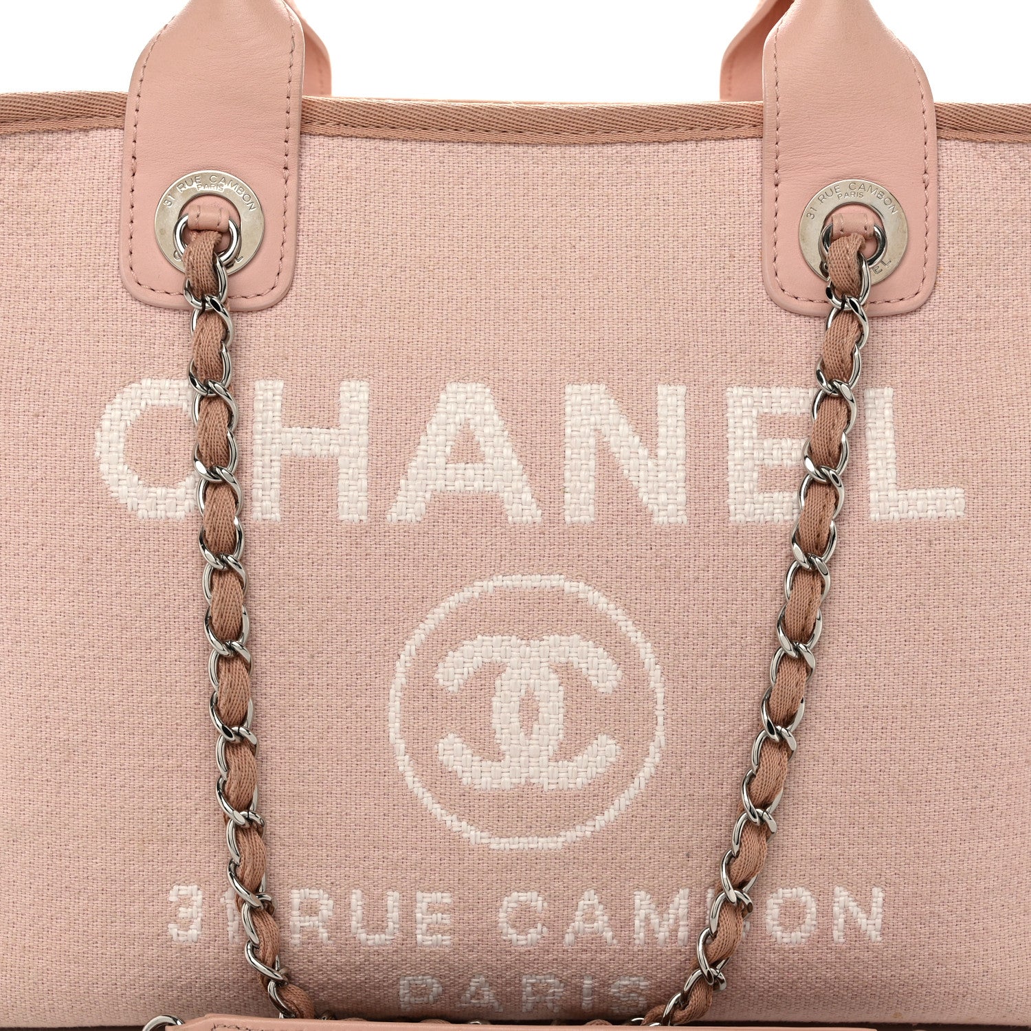Chanel Canvas Deauville Bowling Bag Light Pink 8 of 10