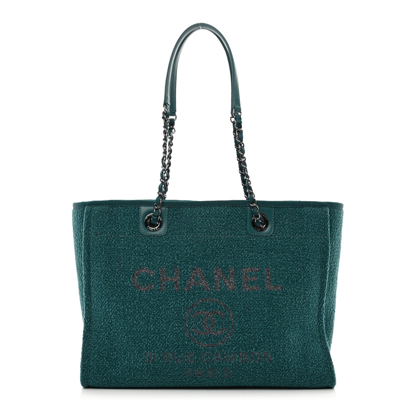 Lurex Boucle Small Deauville Tote Turquoise
