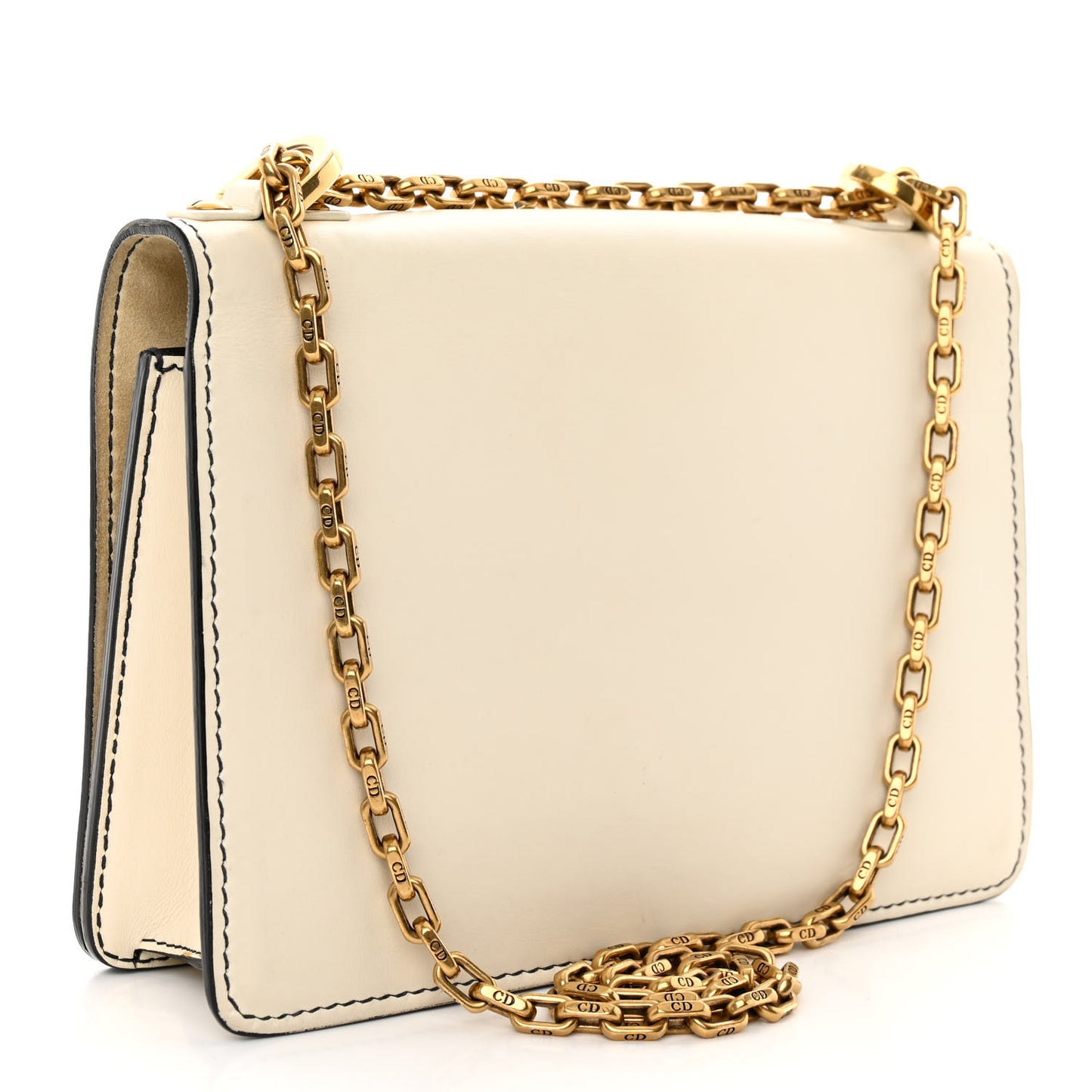 Calfskin J'Adior Chain Flap Bag Off White