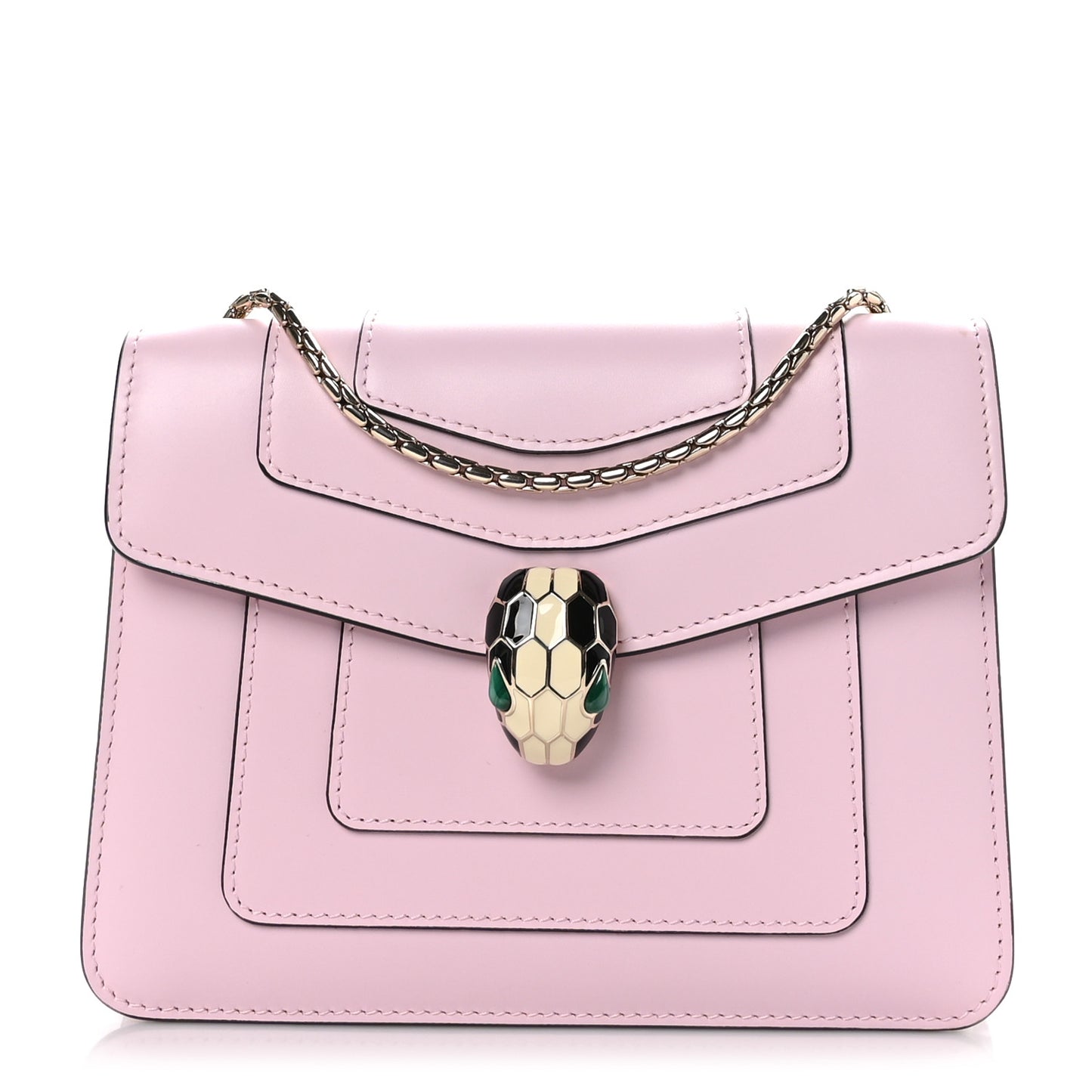 Calfskin Small Serpenti Forever Snake Strap Crossbody Bag Light Pink