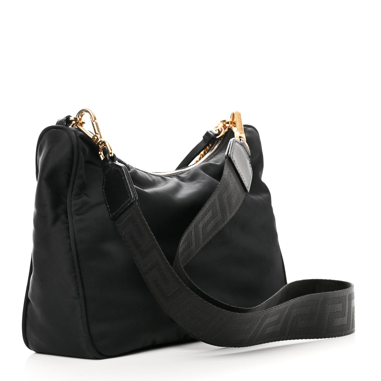Nylon Medusa Shoulder Bag Black