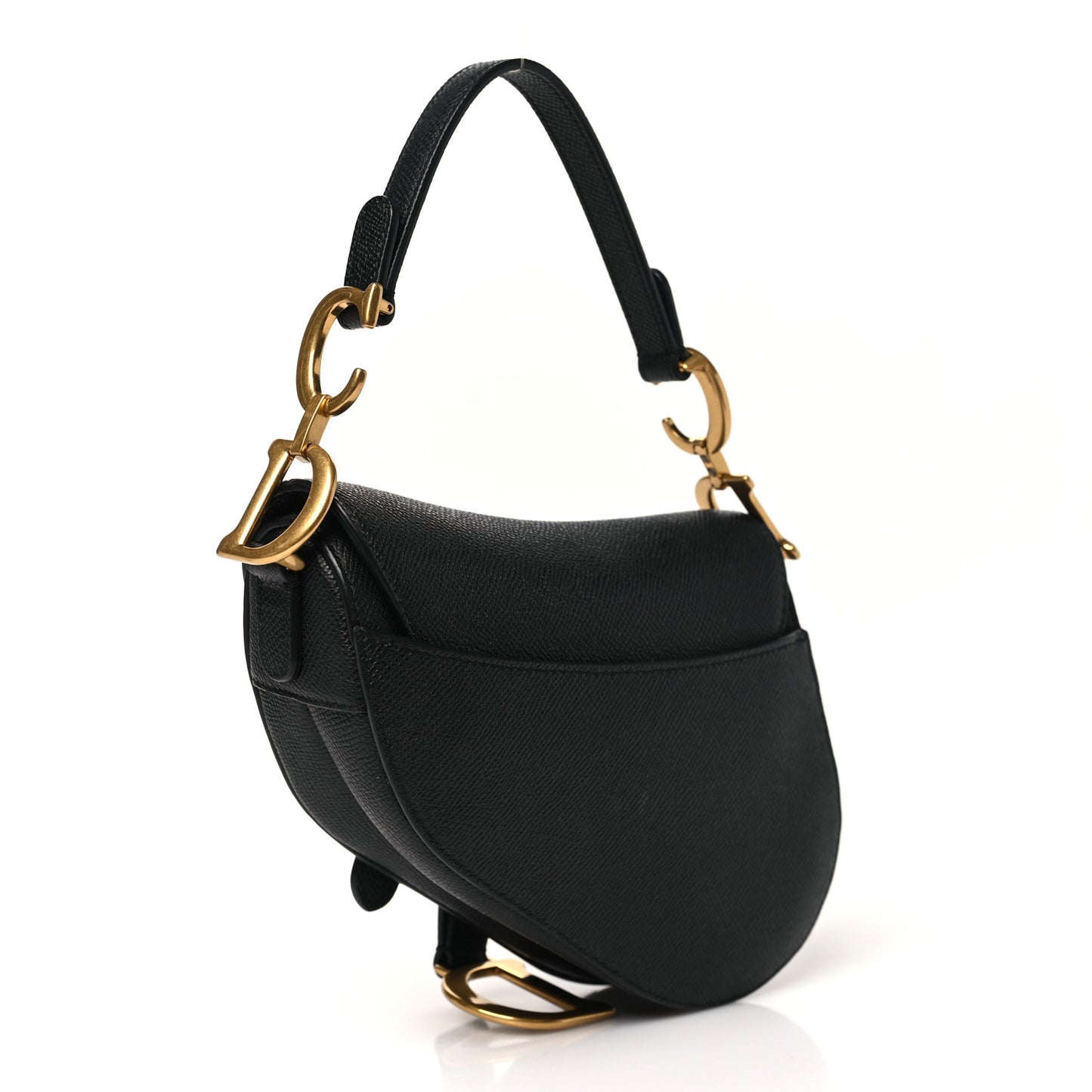Grained Calfskin Mini Saddle Bag Black