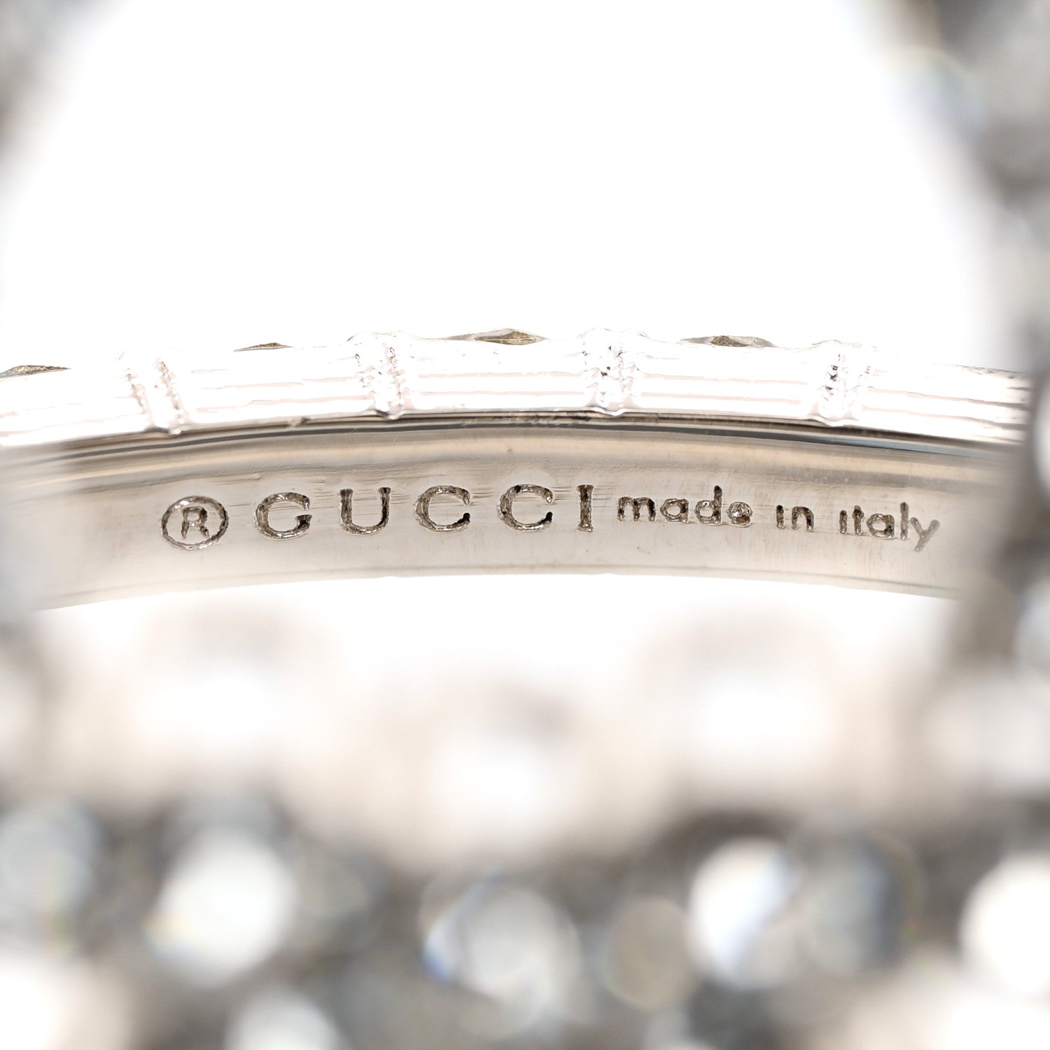 Gucci Metal Crystal Interlocking G Flower Ring M Silver 4 of 6