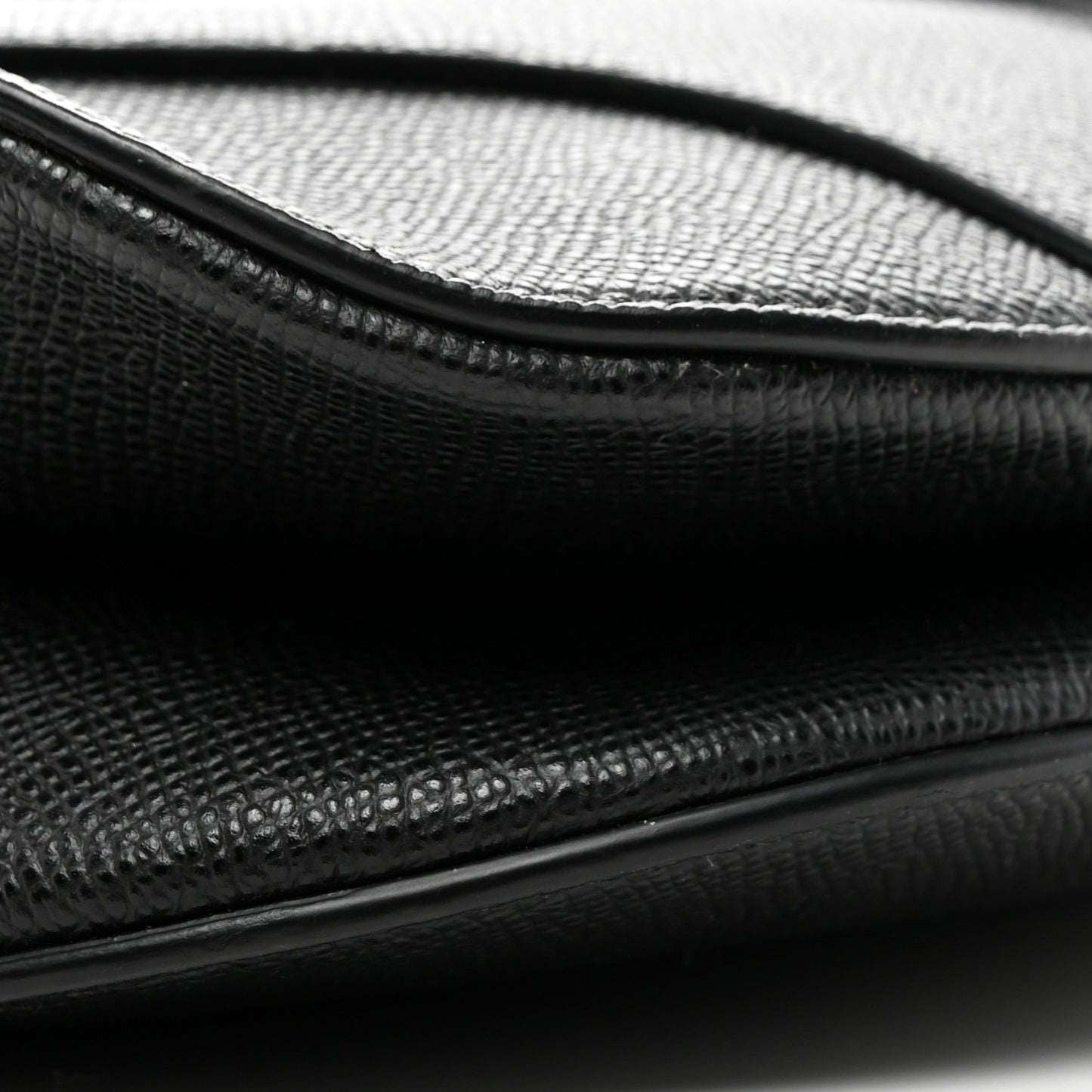 Grained Calfskin Saddle Bag With Strap Black