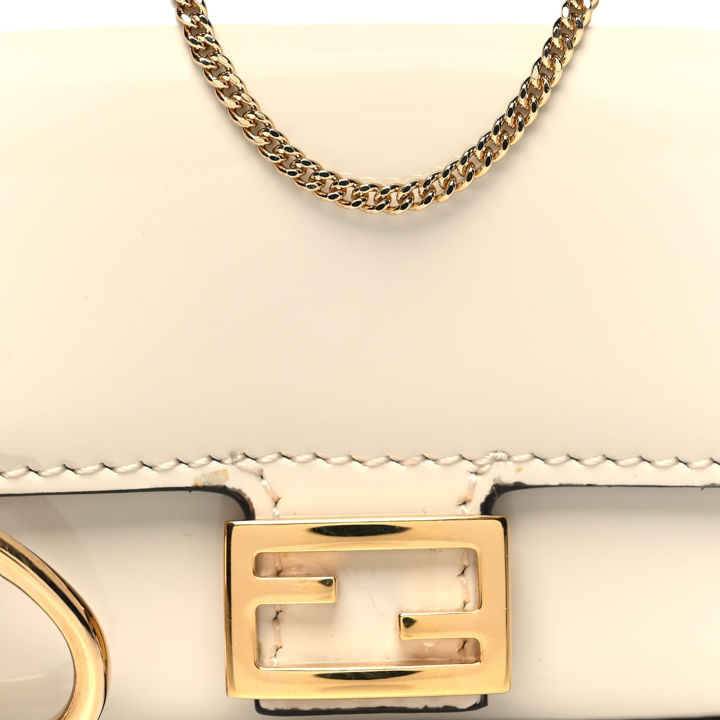 Vitello Vernice Mou Nano Baguette Belt Charm Latte