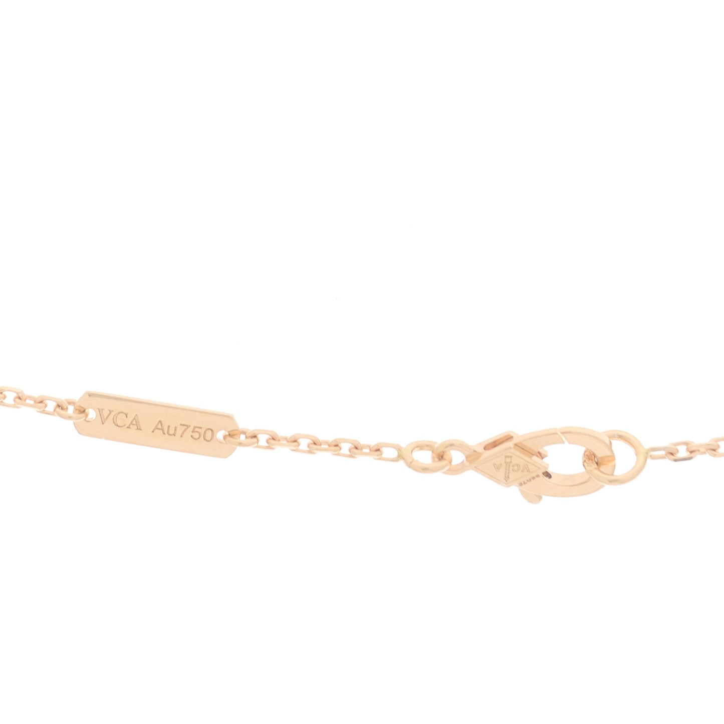 18K Rose Gold Diamond Silver Obsidian Vintage Alhambra Pendant Necklace