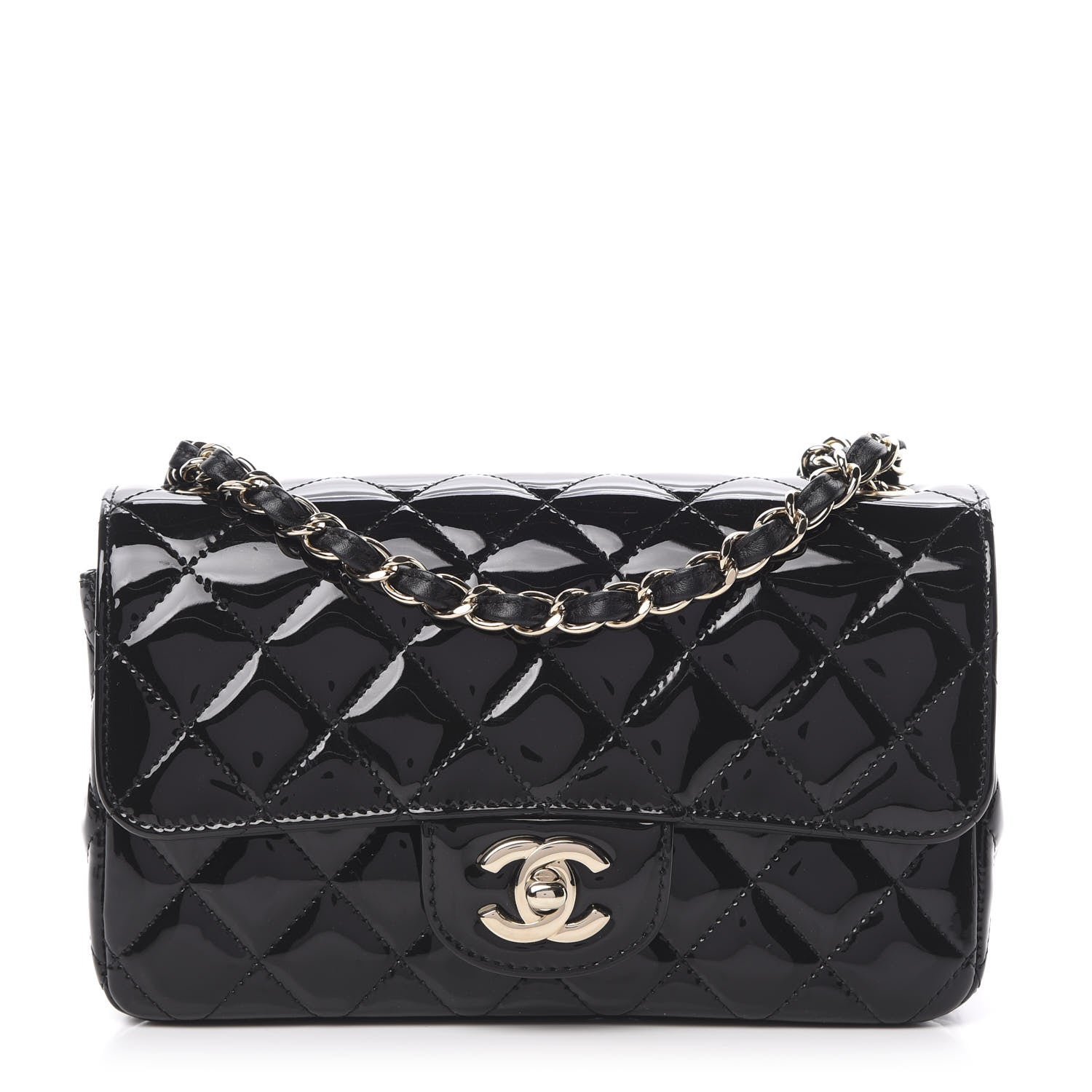Chanel Patent Calfskin Quilted Mini Rectangular Flap Black 618801 ...