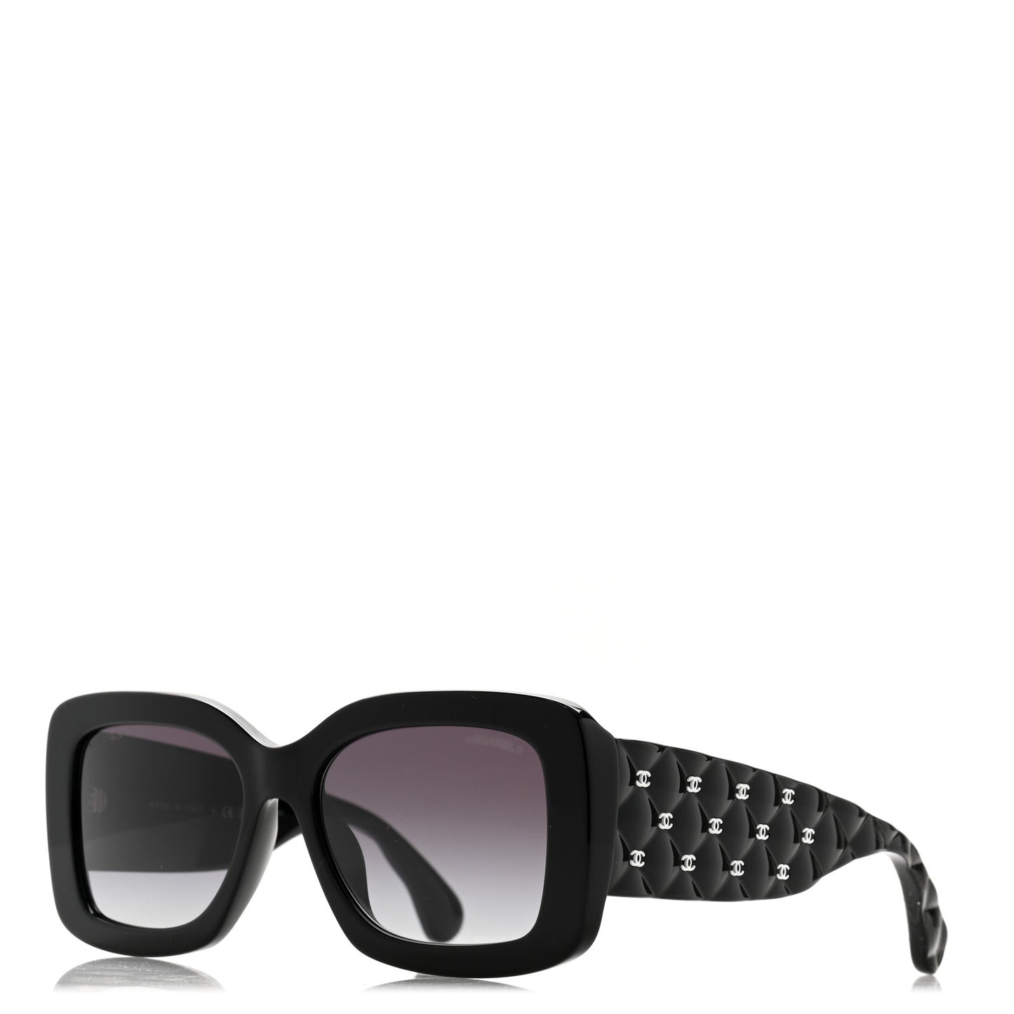 Acetate Quilted CC Rectangle Sunglasses 5483-A Black