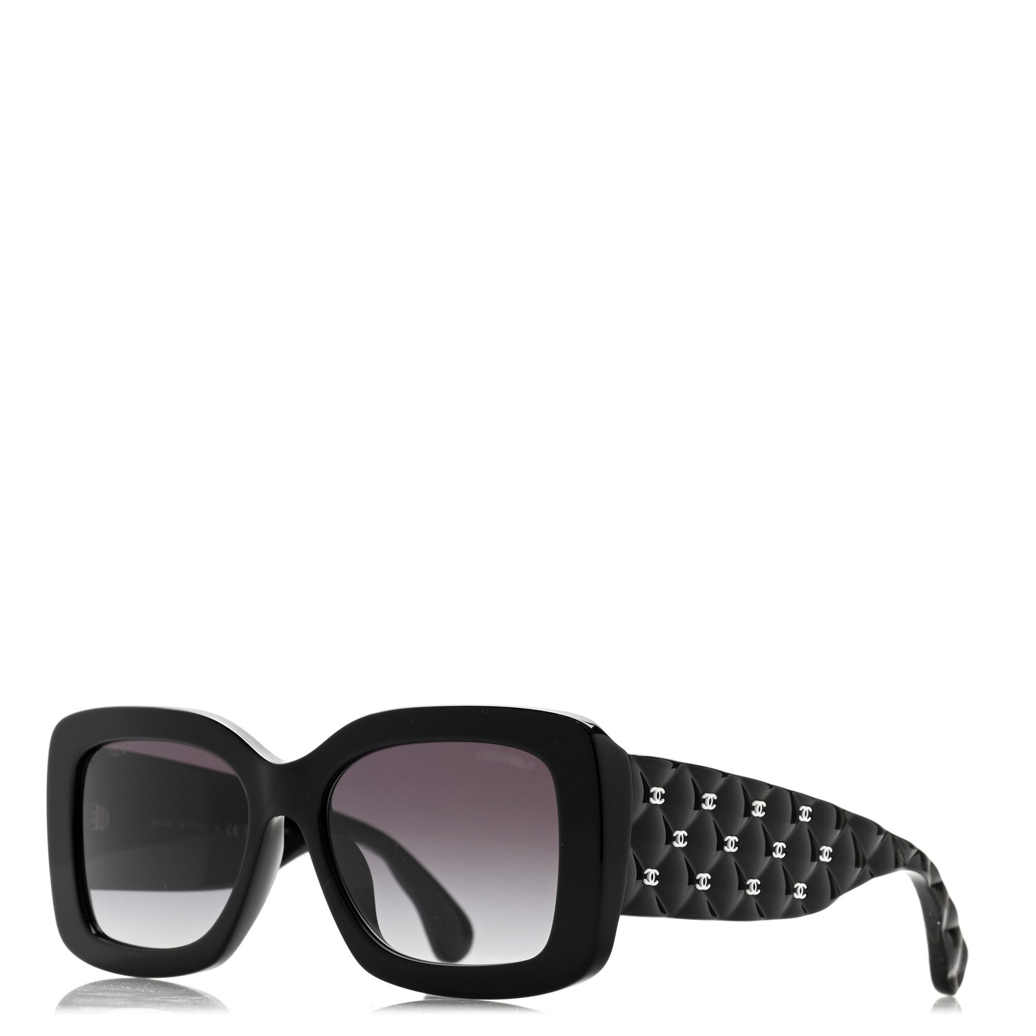 Chanel Acetate Quilted CC Rectangle Sunglasses 5483-A Black 1 of 8
