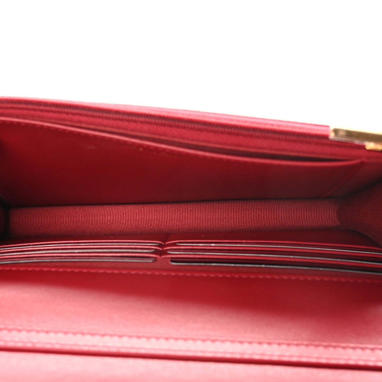 Lambskin Quilted Twisted CC Wallet On Chain WOC Red