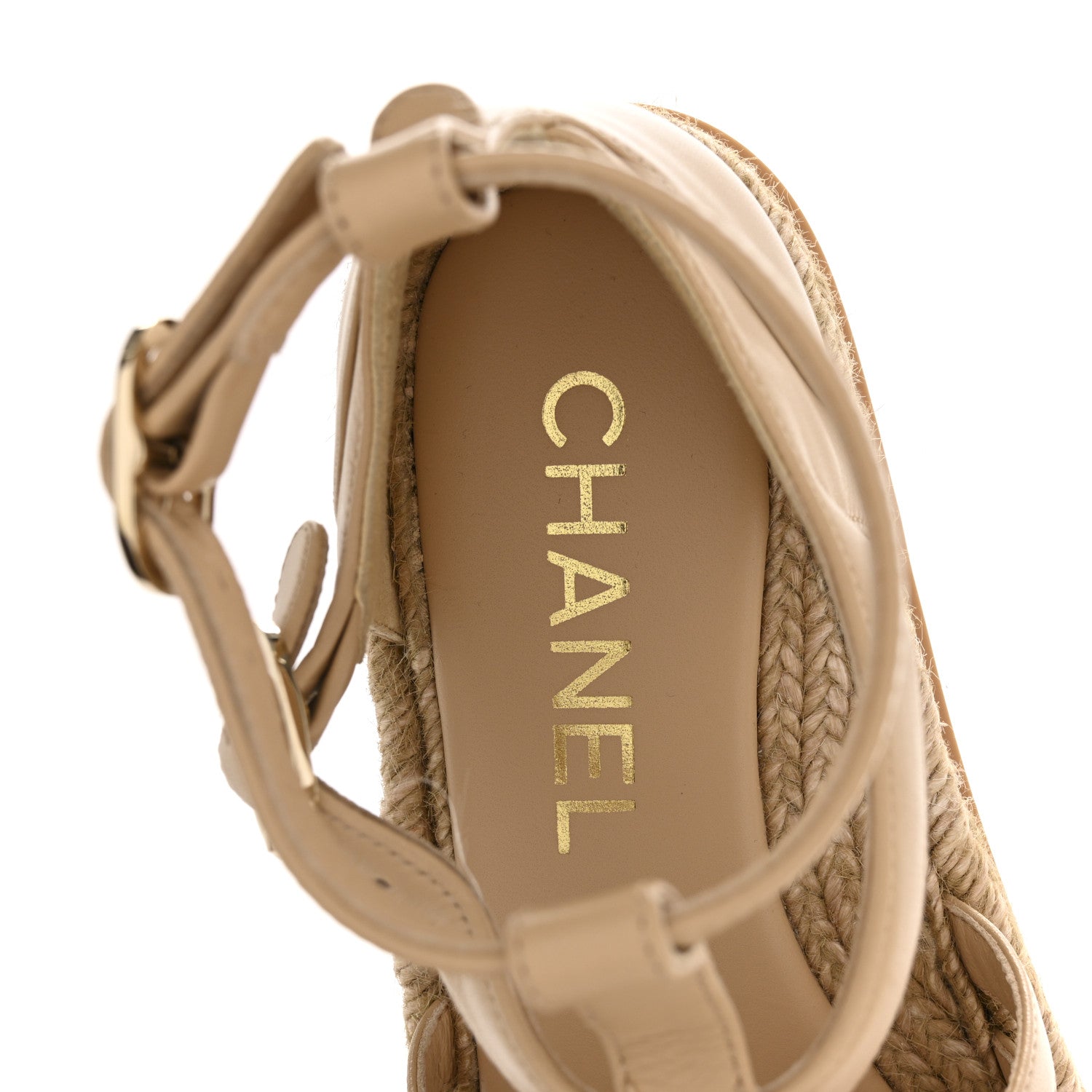 Chanel Lambskin Espadrille Sandals 36 Beige 7 of 10