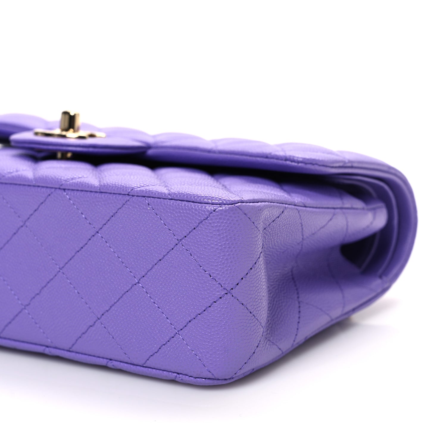 Caviar Quilted Small Double Flap Purple