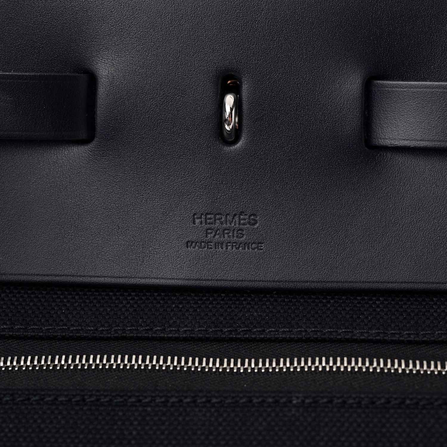 Hermes Military Toile Vache Hunter Herbag Zip Retourne Cabine Bag Black Bleu Marine 7 of 13