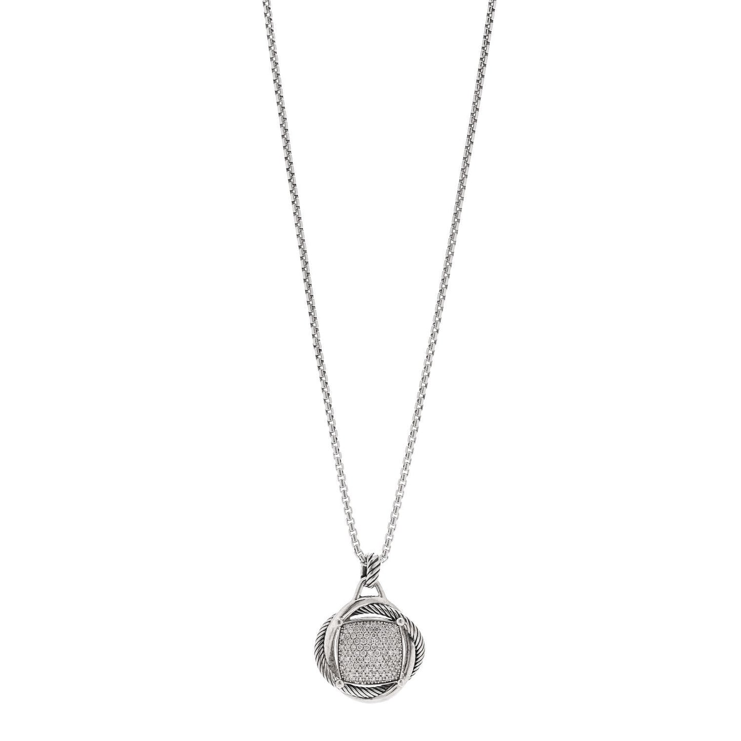 Sterling Silver Diamond 32mm Infinity Pendant Necklace