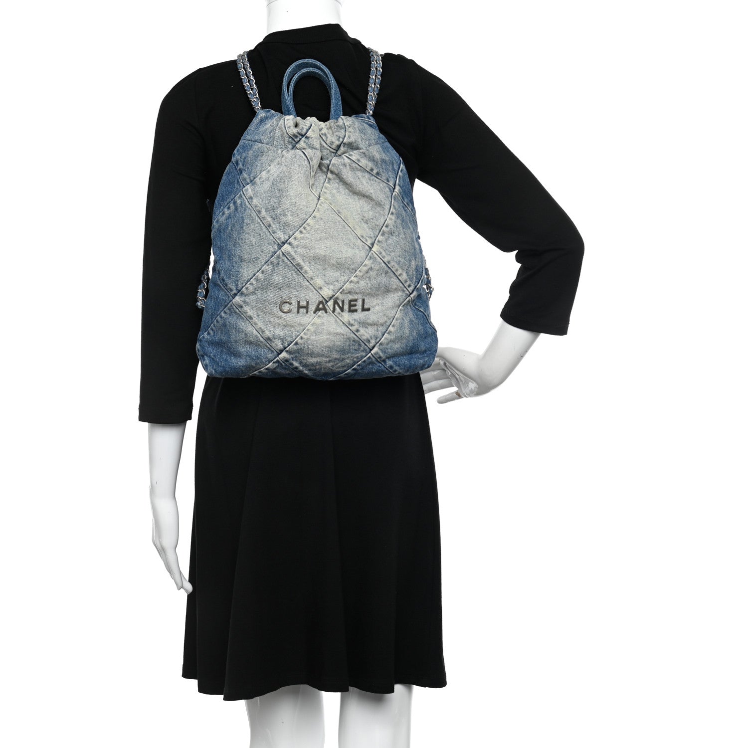 Chanel Denim Quilted Chanel 22 Backpack Blue 2 of 10