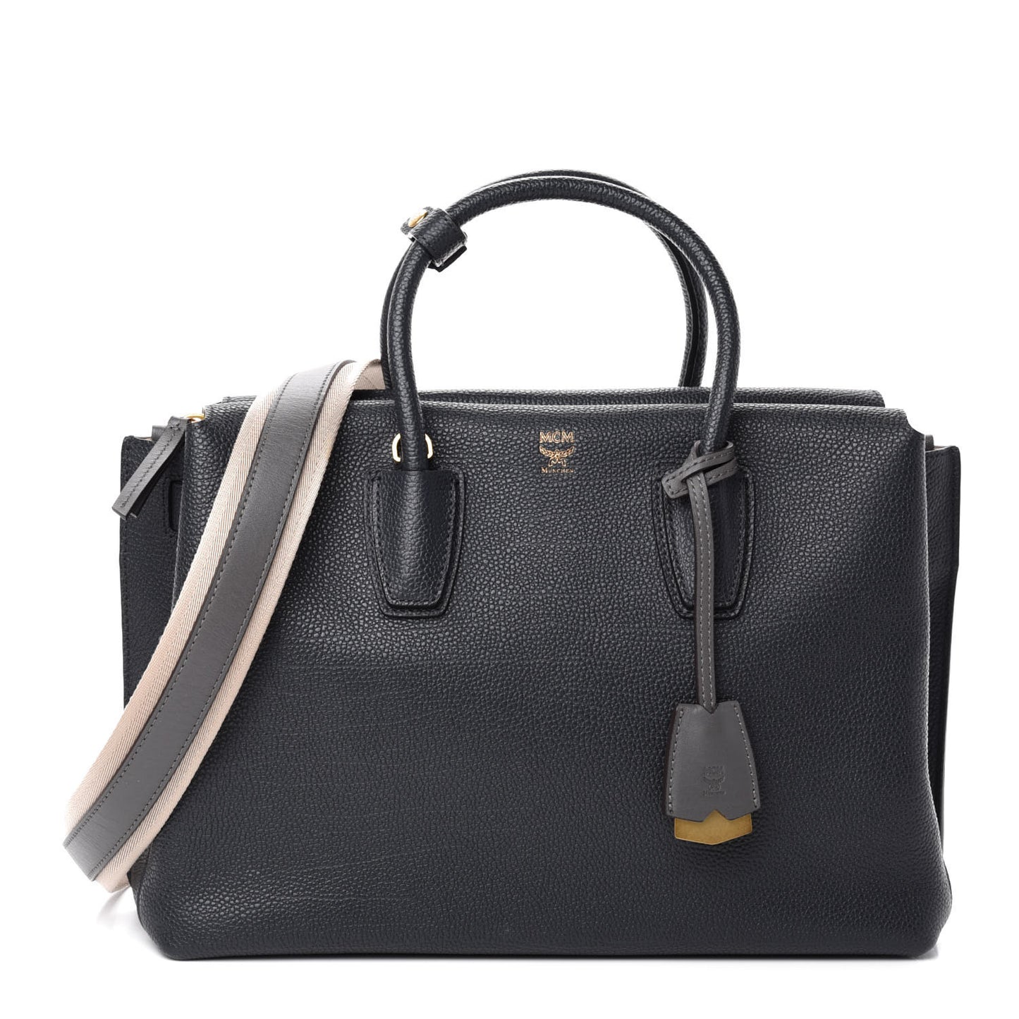 Grained Calfskin Medium Milla Tote Phantom Grey