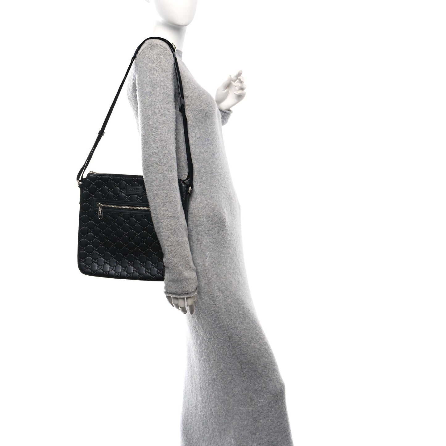 Guccissima Signature Medium Flat Messenger Bag Black