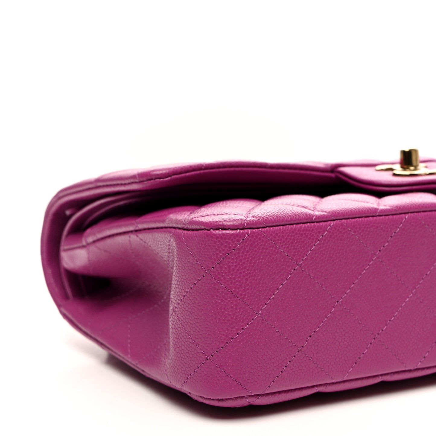 Caviar Quilted Medium Double Flap Purple