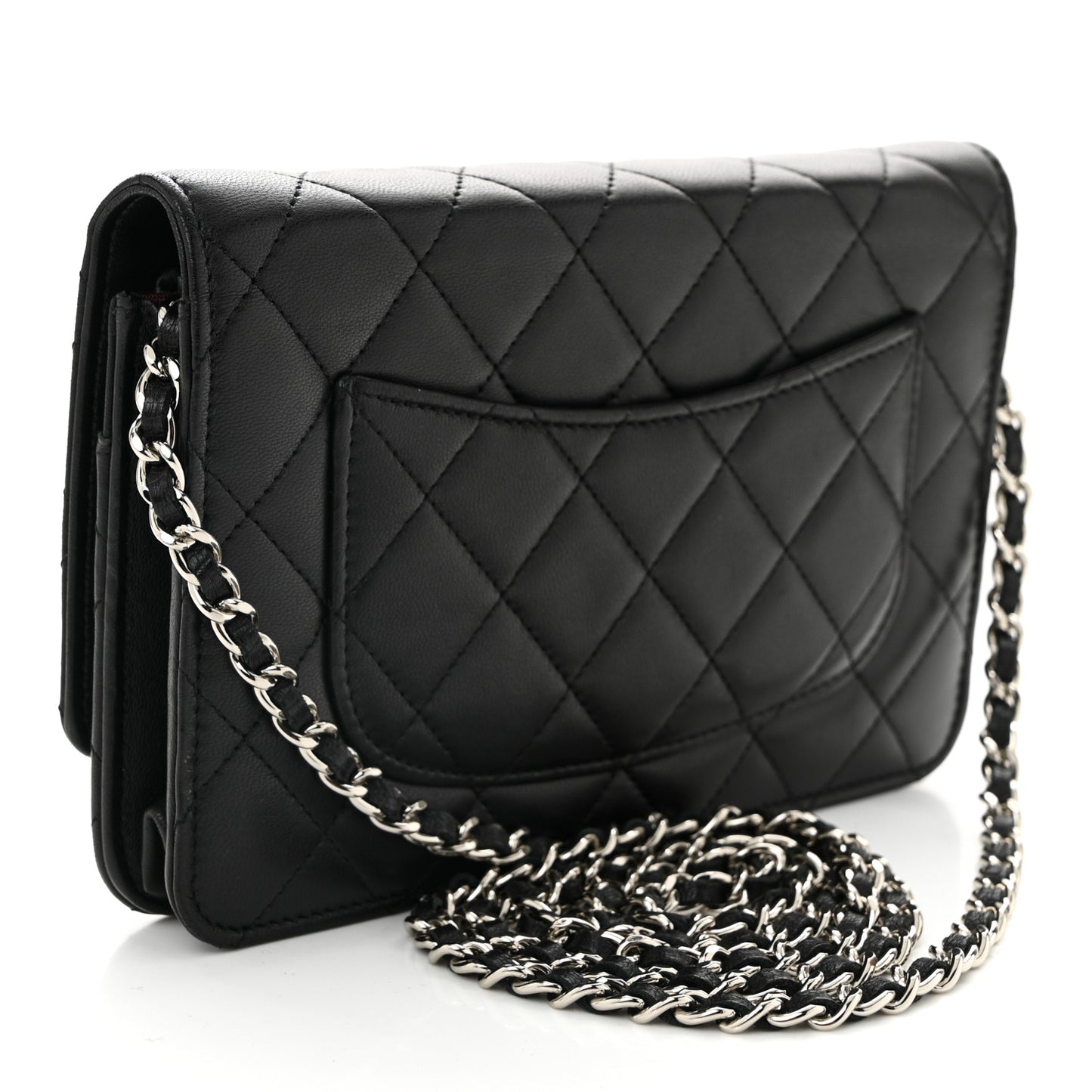 Lambskin Quilted Wallet On Chain WOC Black