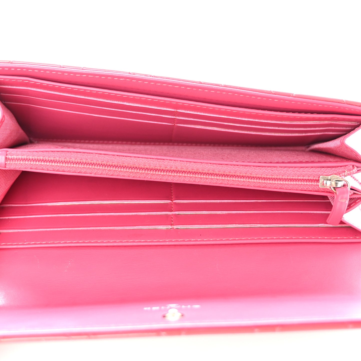 Patent Quilted Large Gusset Flap Wallet Pink