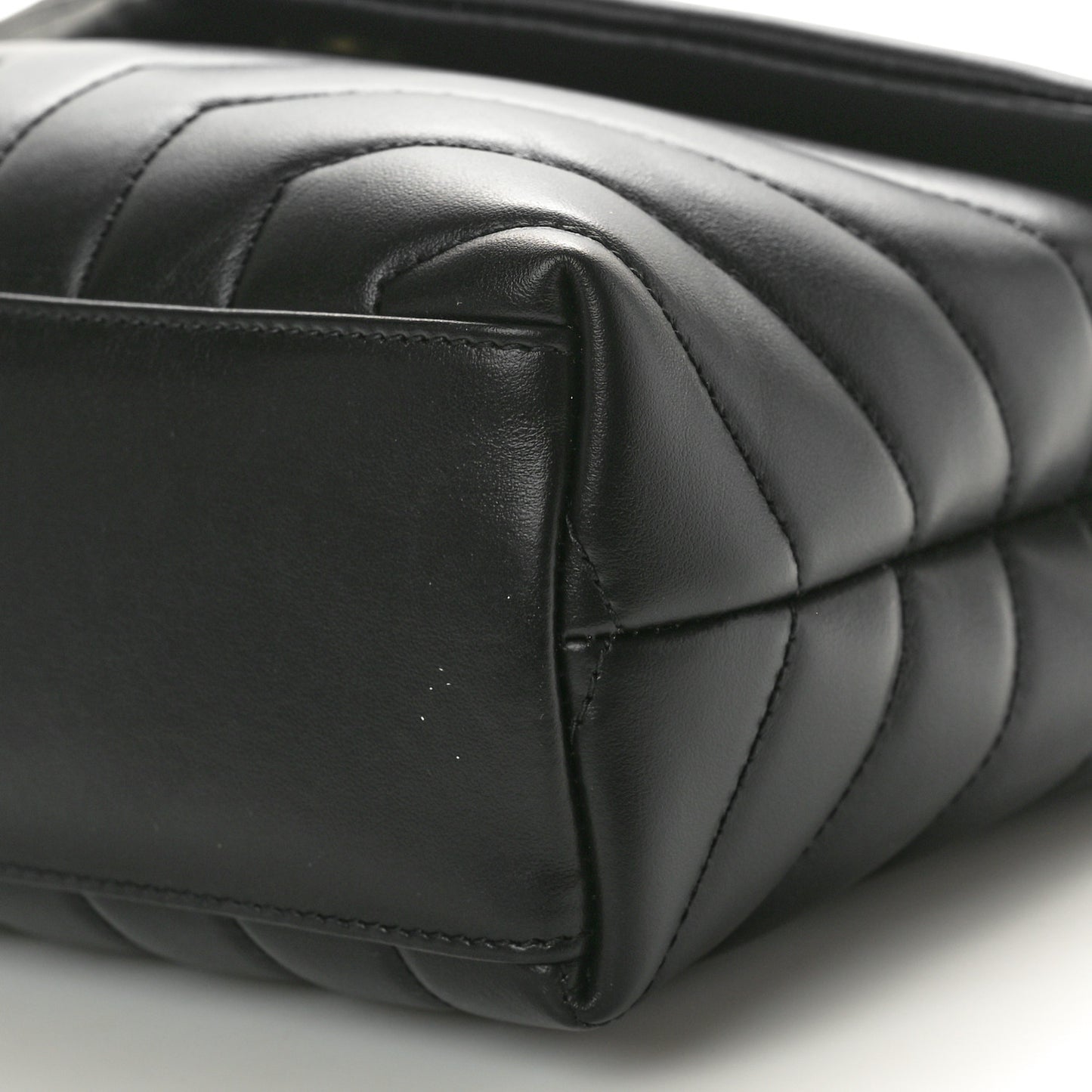 Calfskin Y Quilted Monogram Small Loulou Chain Satchel Black