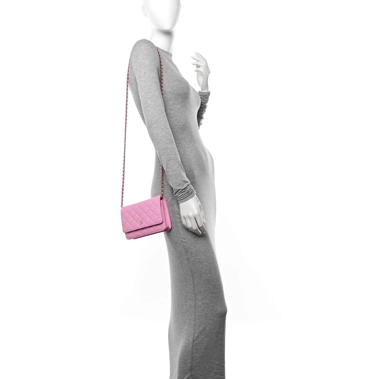 Chanel Caviar Quilted Wallet on Chain WOC Pink 2 of 12