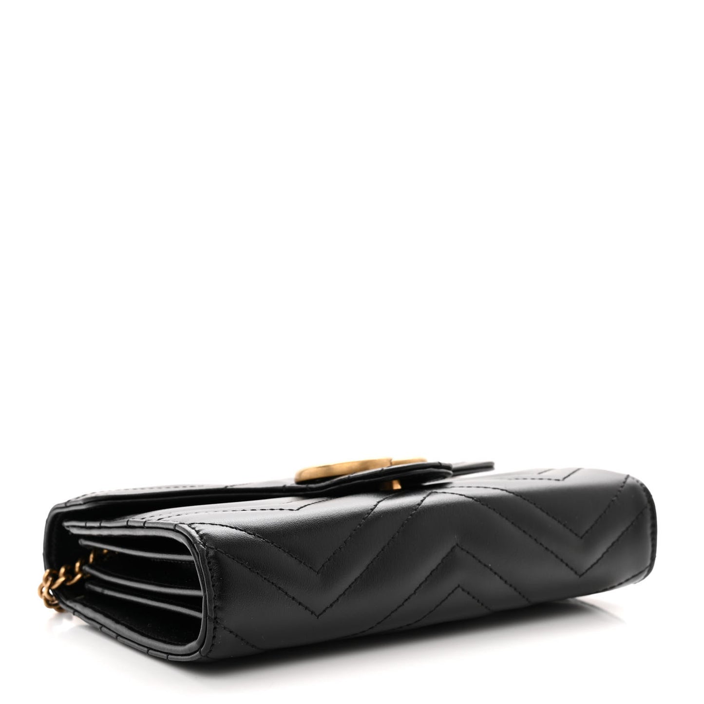 Calfskin Matelasse GG Marmont Chain Wallet Black