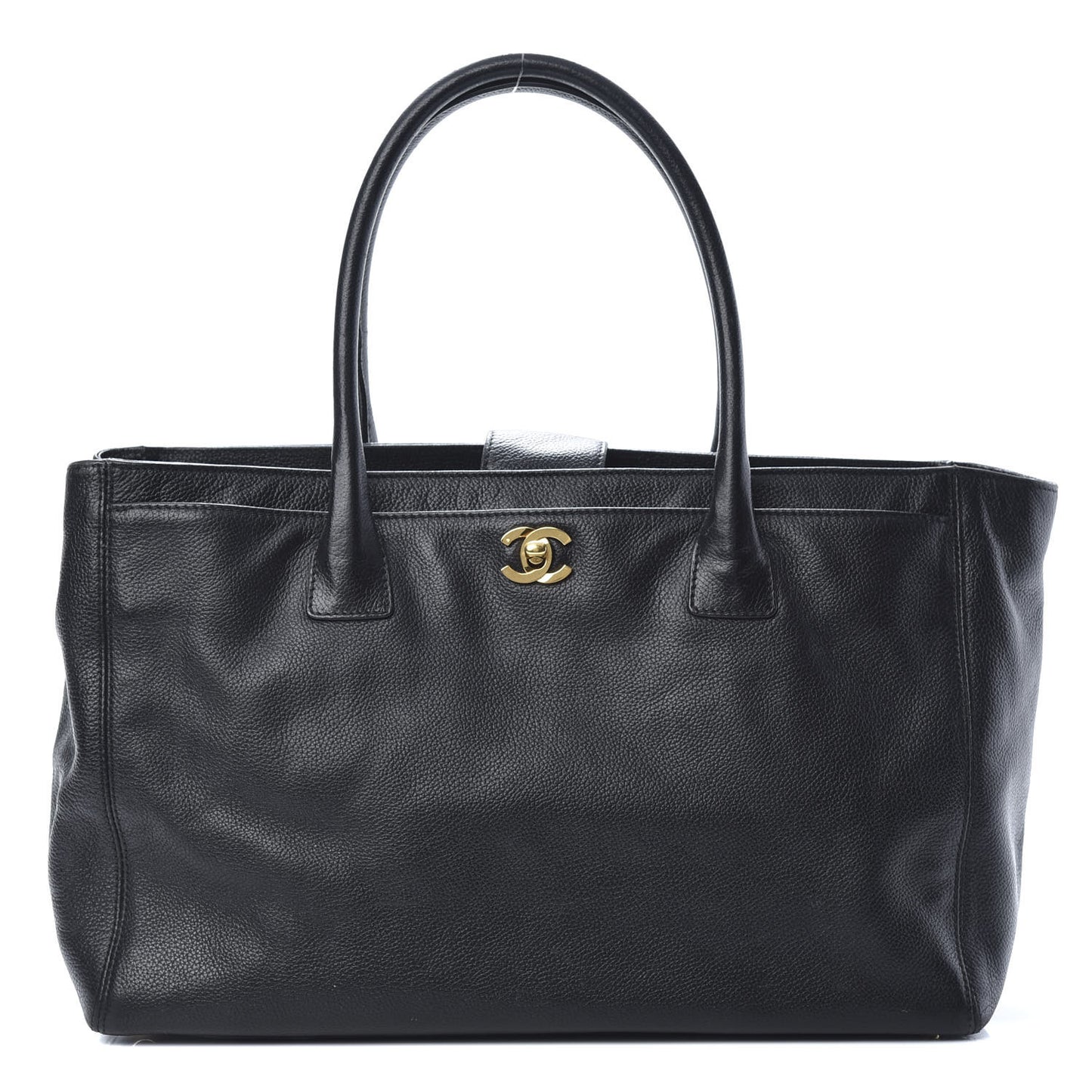 Calfskin Cerf Executive Shopper Tote Black