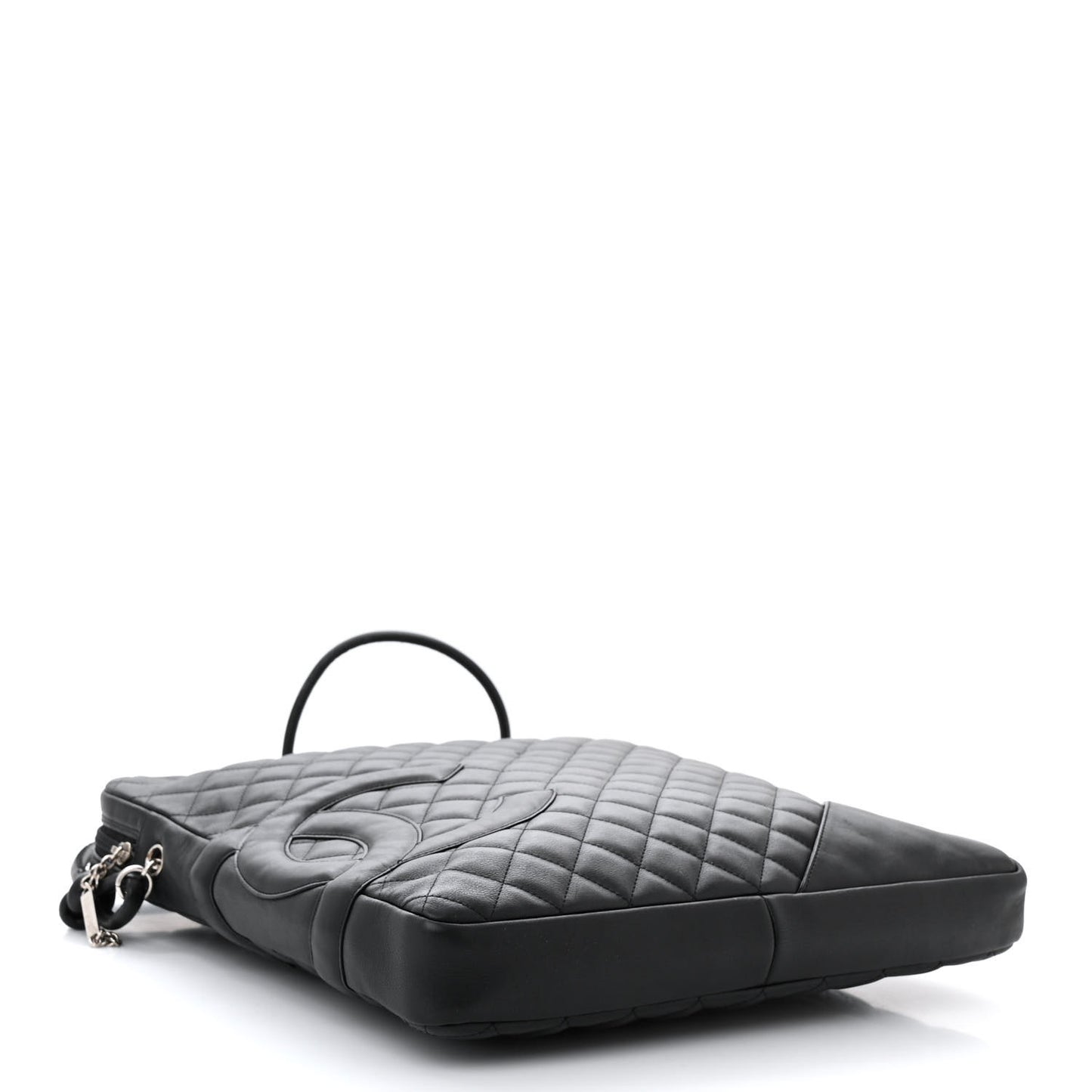 Calfskin Quilted Large Cambon Messenger Black