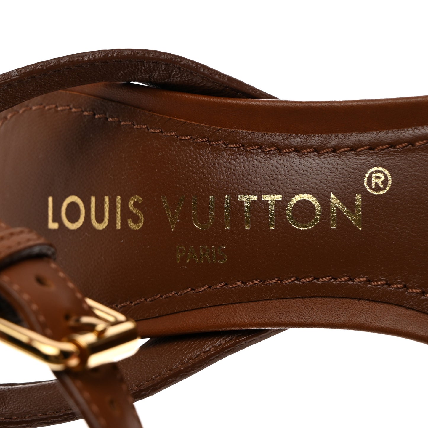 Calfskin Perforated Monogram Silhouette Sandals 36 Gold