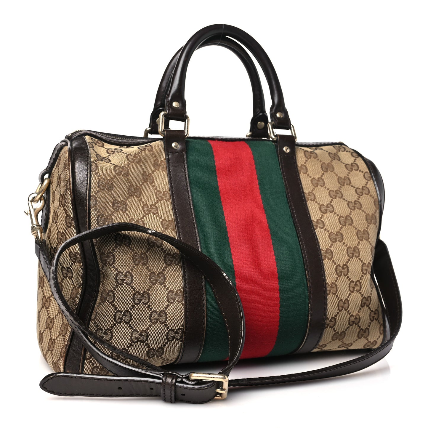 Monogram Selleria Calfskin Vintage Web Medium Boston Beige Ebony Cocoa