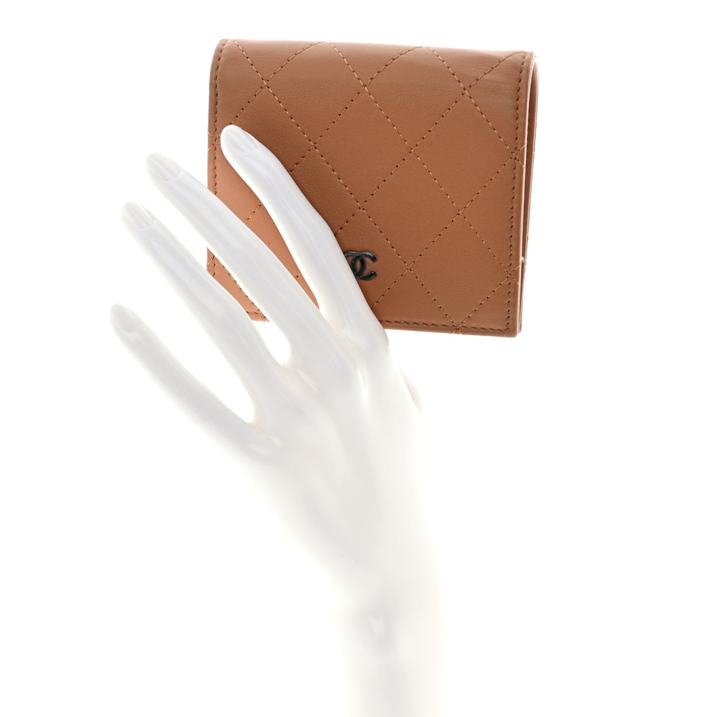 Calfskin Quilted Compact Bifold Wallet Pink