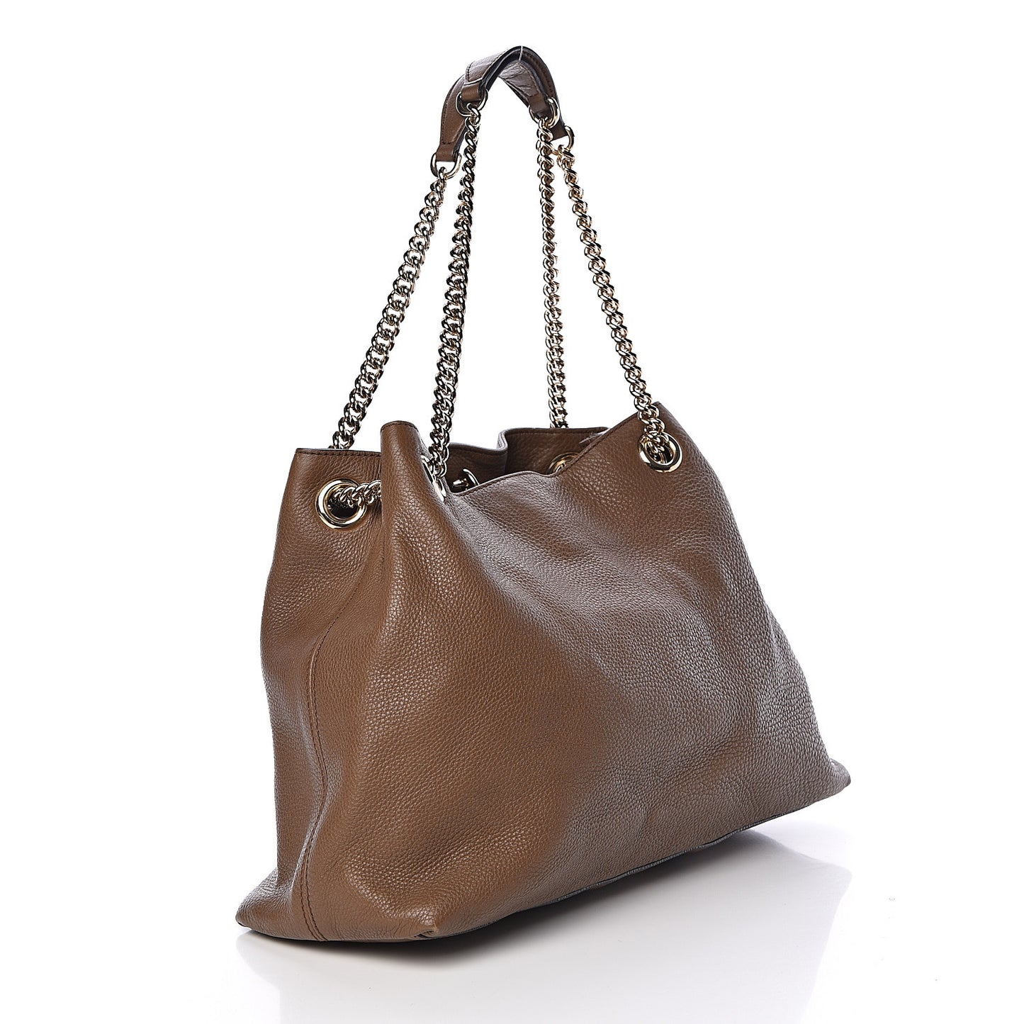 Pebbled Calfskin Medium Soho Chain Shoulder Bag Maple Brown