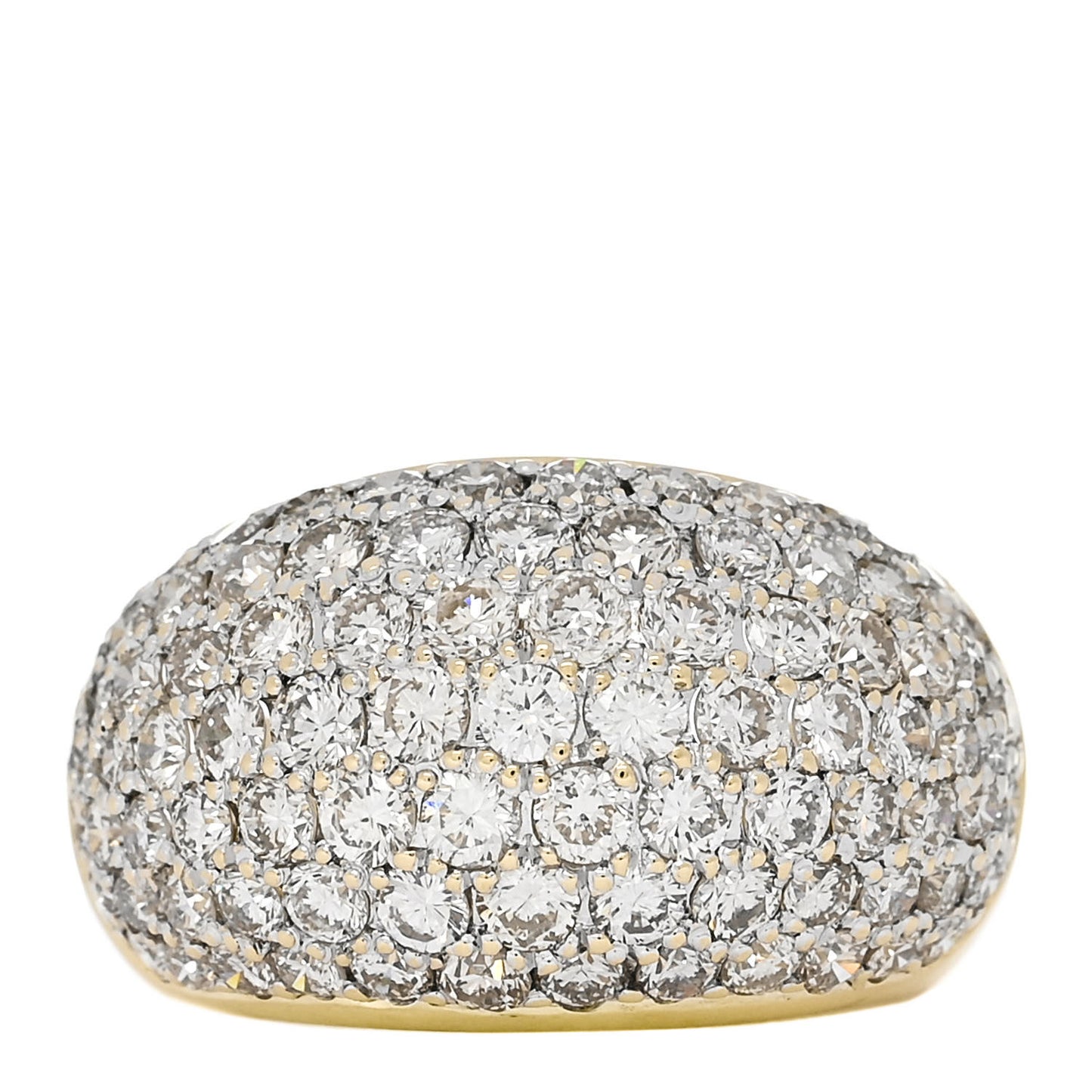 18K Yellow Gold Diamond 3.18ctw Seven Row Dome Band Ring 51 5.75