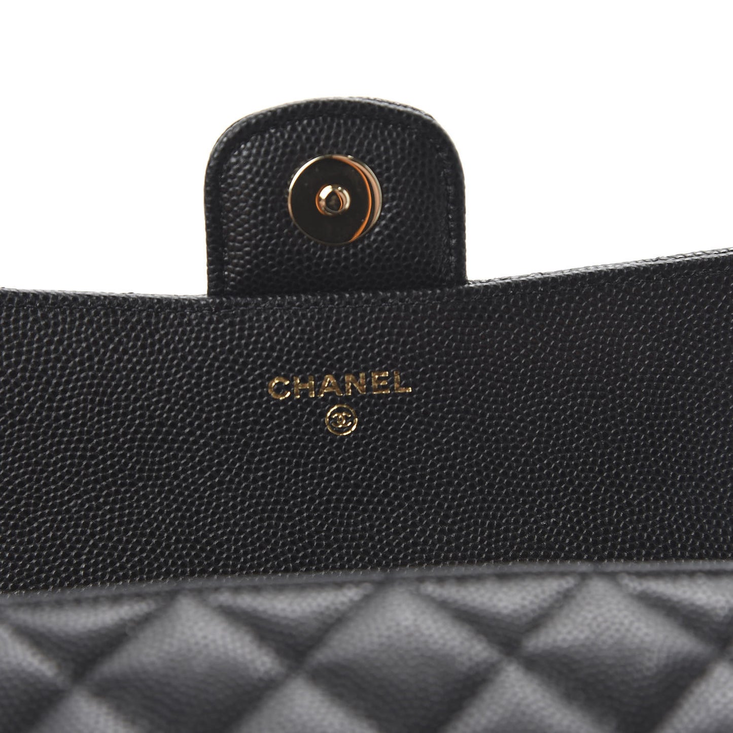 Caviar Quilted Glasses Case With Chain Black