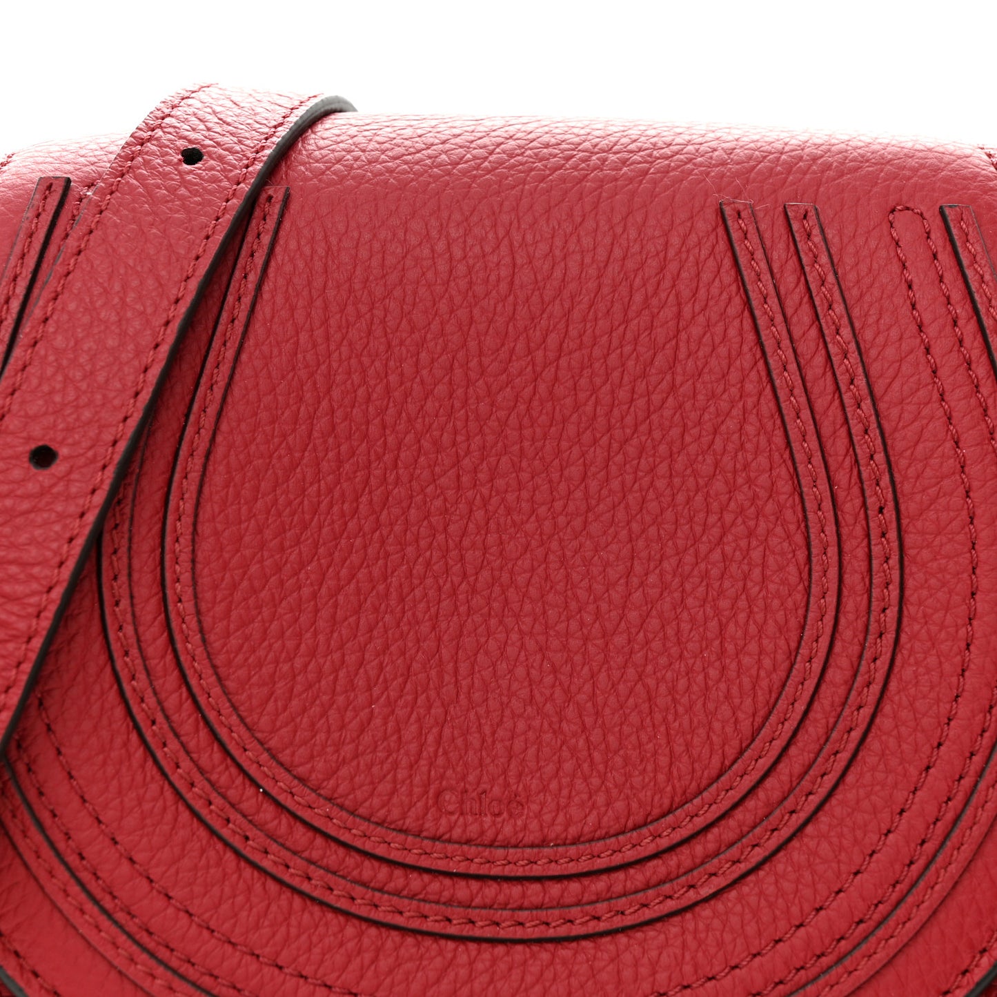 Grained Calfskin Small Marcie Saddle Bag Red