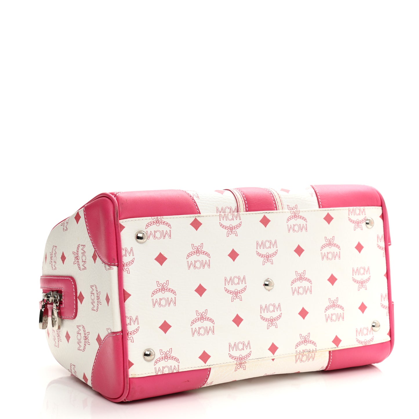 Visetos Medium Boston Bag Pink White