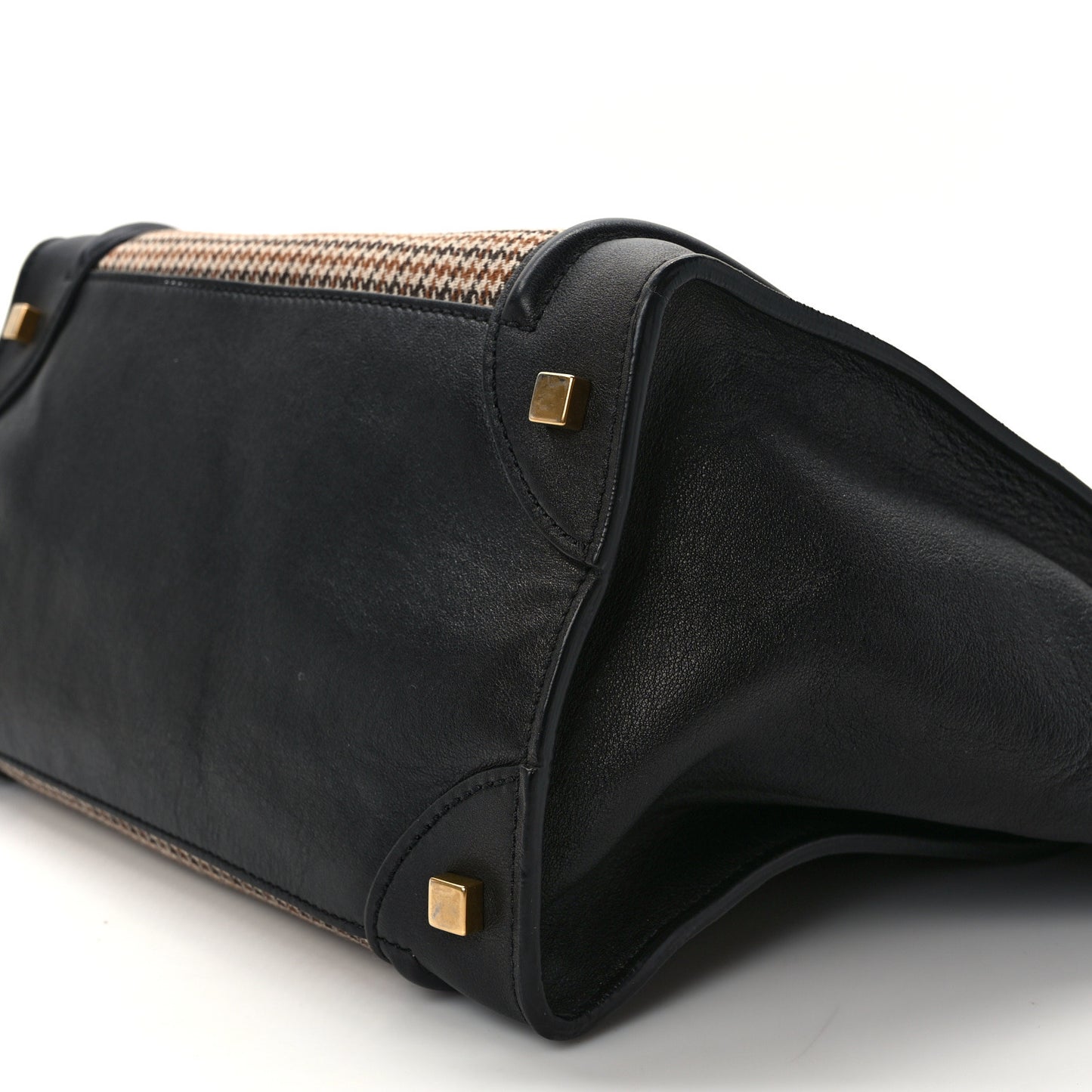 Twill Smooth Calfskin Houndstooth Mini Luggage Dune Black