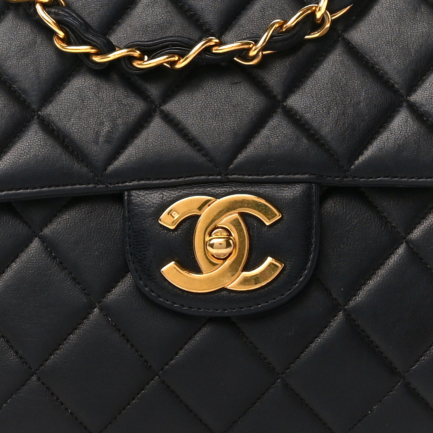 Lambskin Quilted Jumbo Single Flap Black