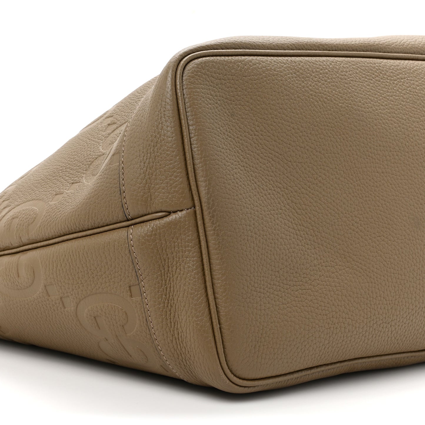 Monogram Jumbo GG Calfskin Web Large Shopping Tote Taupe