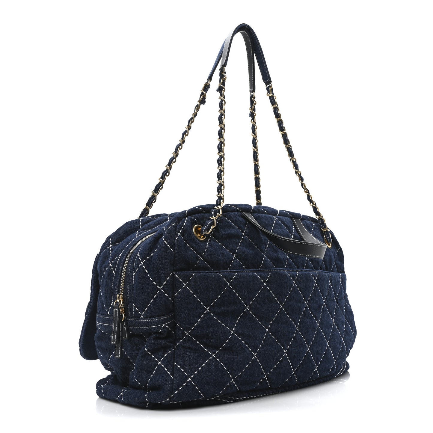 Denim Quilted Large Express Bowling Bag Blue